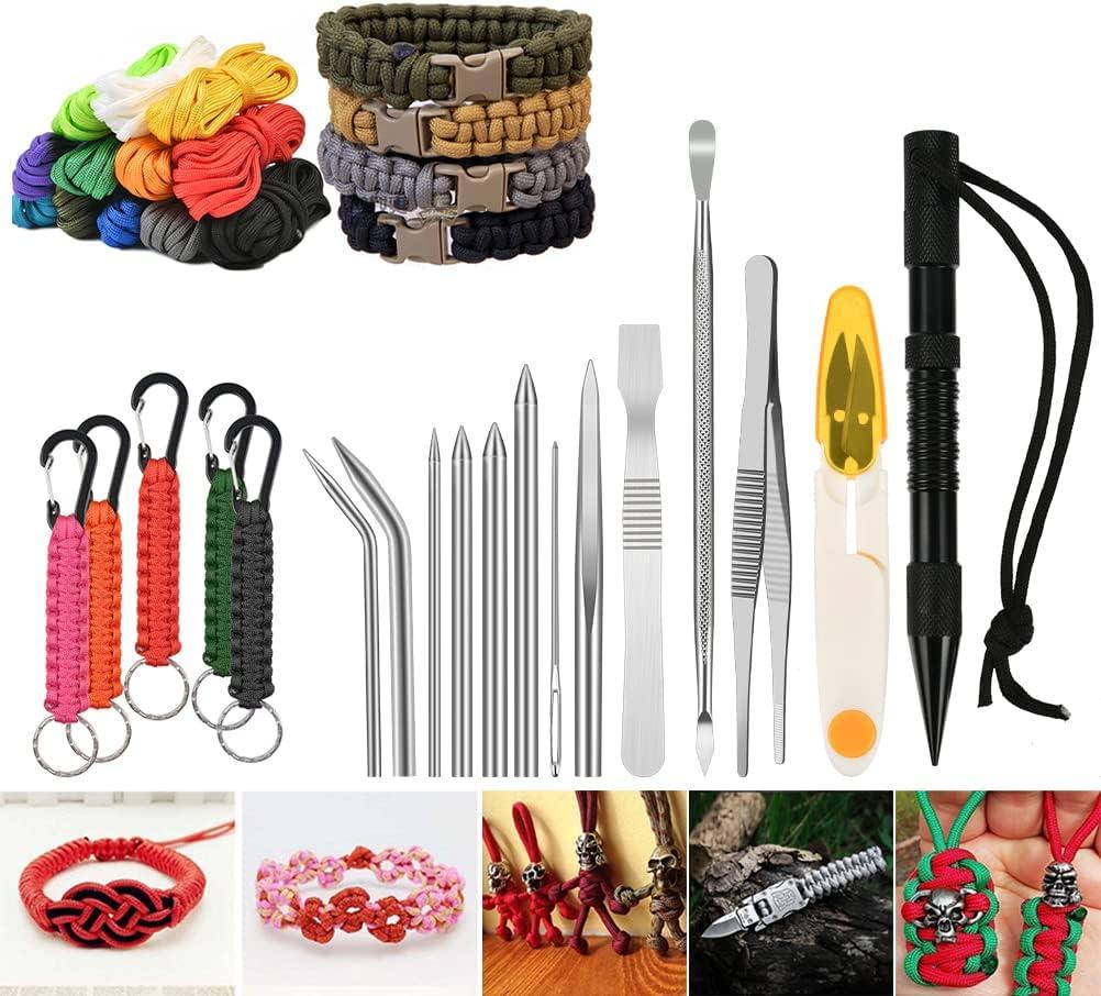 14 Pieces Paracord Tools Paracord FID Needle Set Paracord Stitching Set  Stainless Steel Lacing Needles Smoothing Tool Knotter with Marlin Spike for  Paracord Work Leather Weaving (Black)