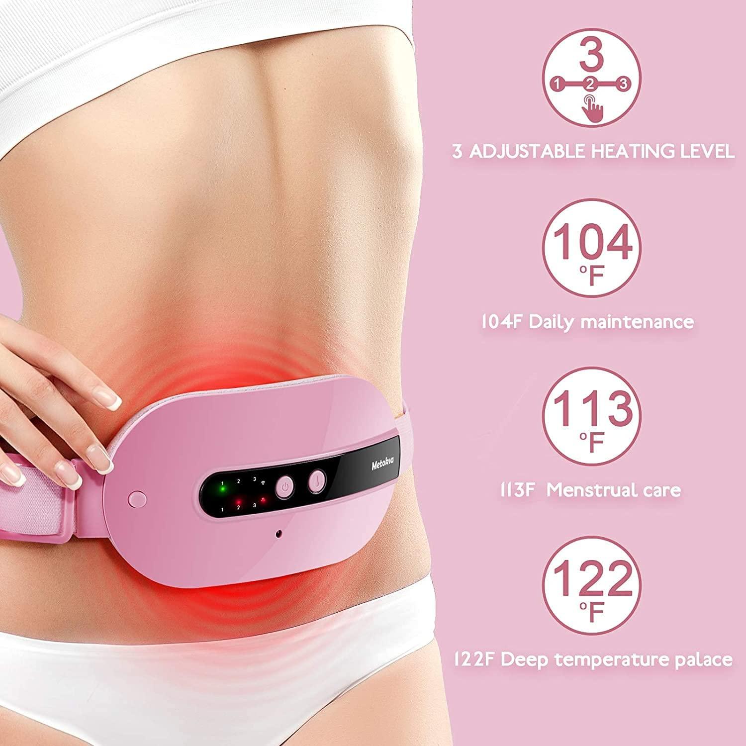 Menstrual Heating Pad, Heating Pad for Back Pain with 3 Heat Levels and 3 Vibration  Massage Modes, Portable Electric Fast Heating Belly Wrap Belt,Back or Belly  Pain Relief for Women and Girl(Pink)