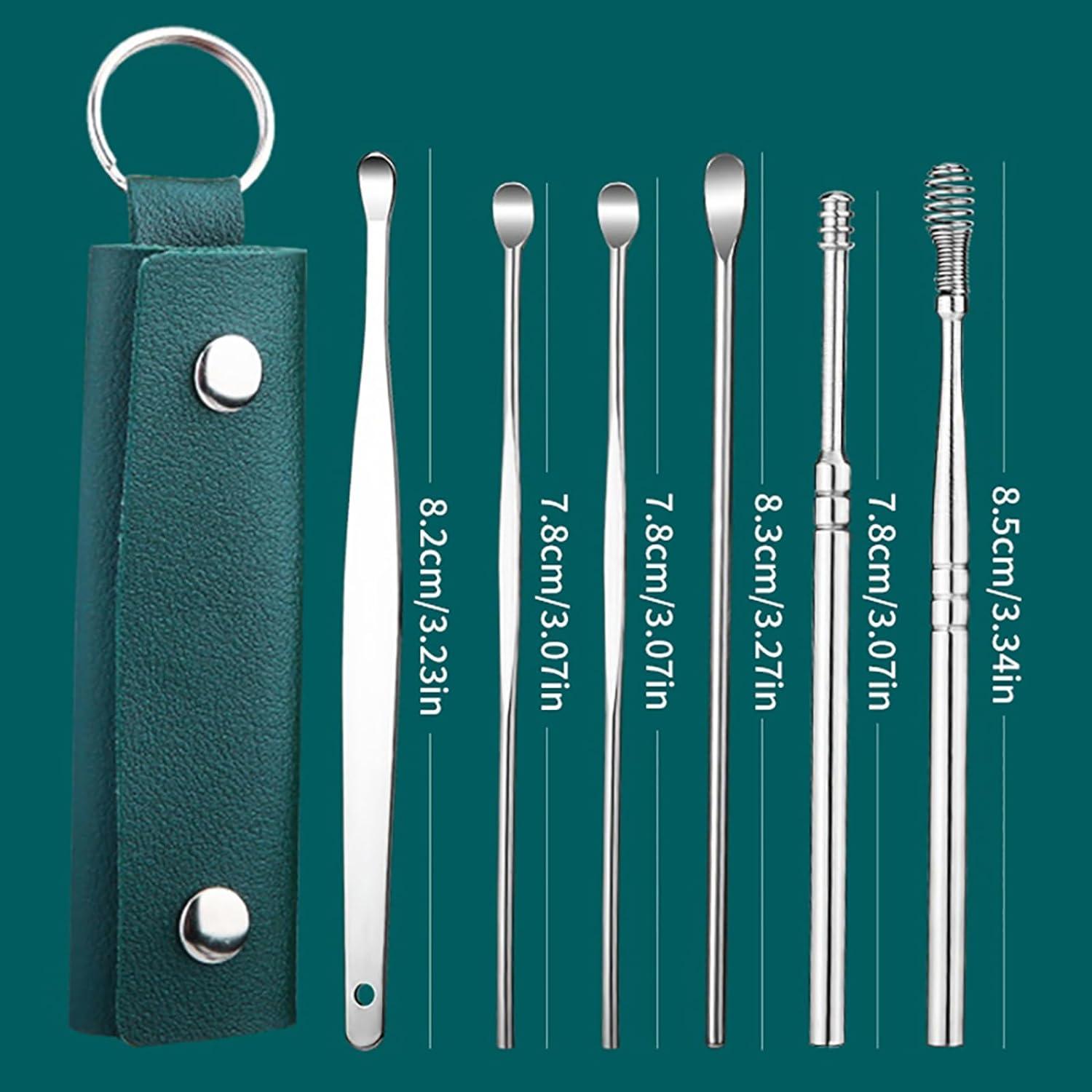 6pcs/set Spiral Earwax Removal Tool With Leather Storage Box, Suitable For  Daily Use