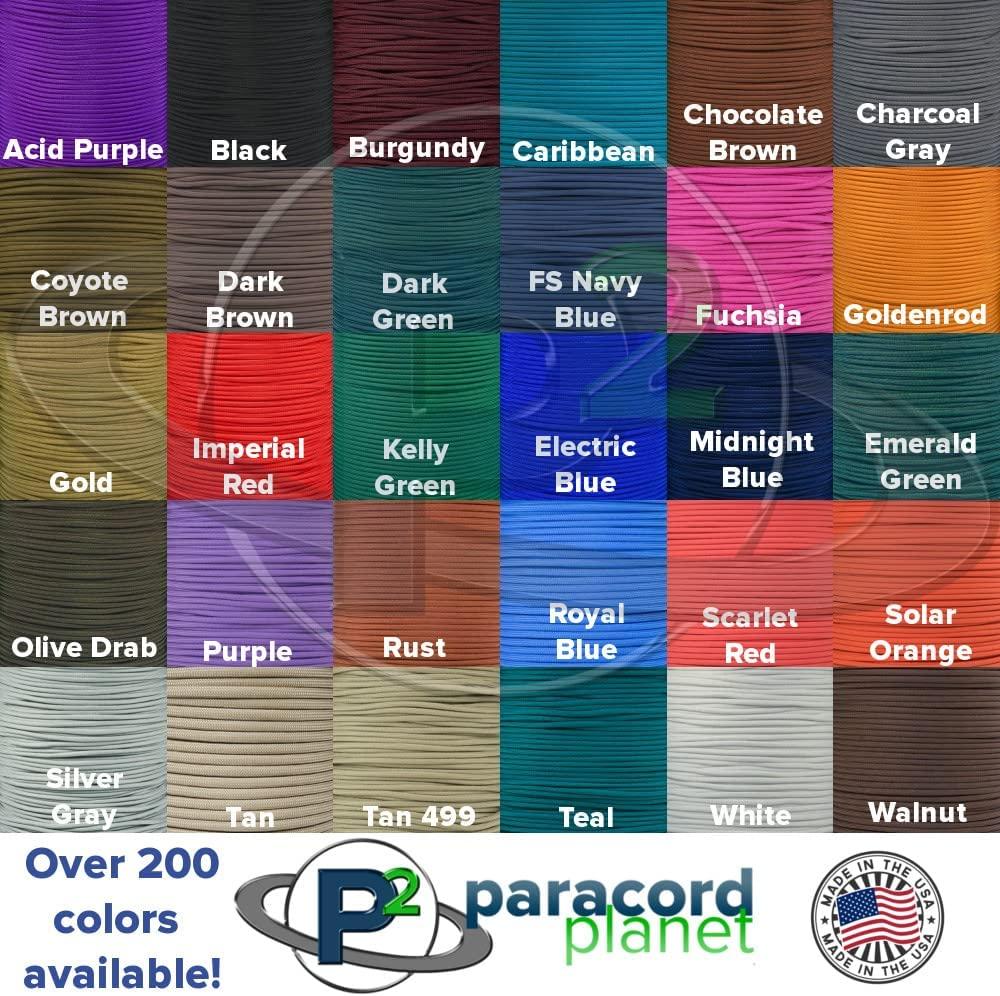Paracord Planet 95, 275, 325, 425, 550, 750, and para-Max Paracord –  Various Solid Colors – Available in Lengths of 10, 25, 50, 100, and 250  Feet of USA Made Co…