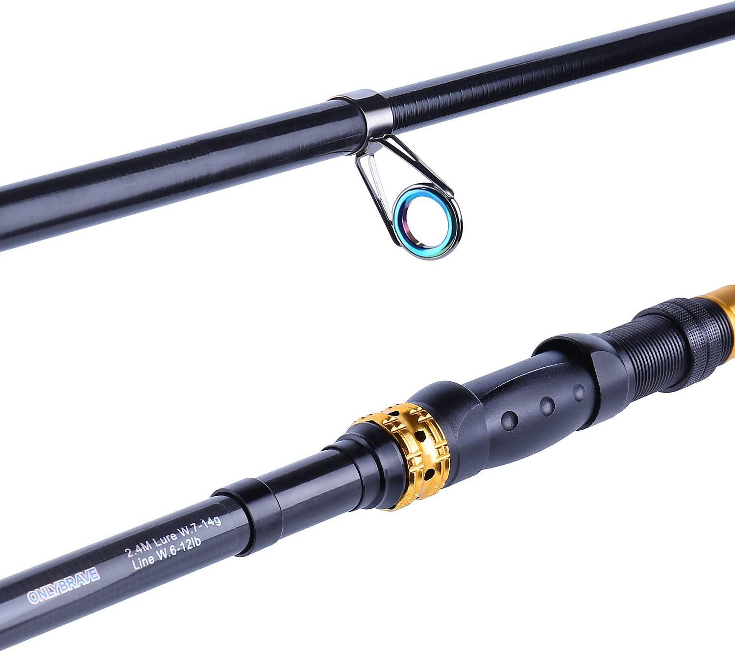 Sougayilang Telescopic Fishing Rod - 24 Ton Carbon Fiber Ultralight Fishing  Pole with CNC Reel Seat, Portable Retractable Handle, Stainless Steel  Guides for Bass Salmon Trout Fishing 1.8m/5.9ft