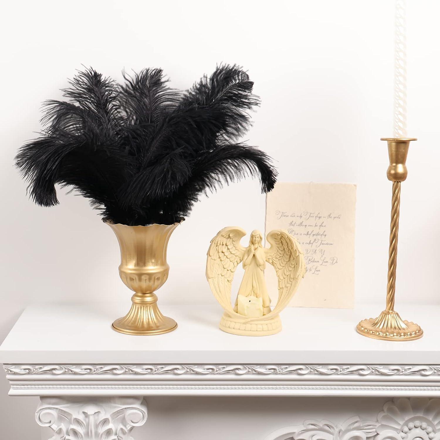 10pcs Large Black Ostrich Feathers 16-18 inch Fluffy Feather for Crafts  Home Party Decoration Wedding Centerpieces Clothes Vase Decor