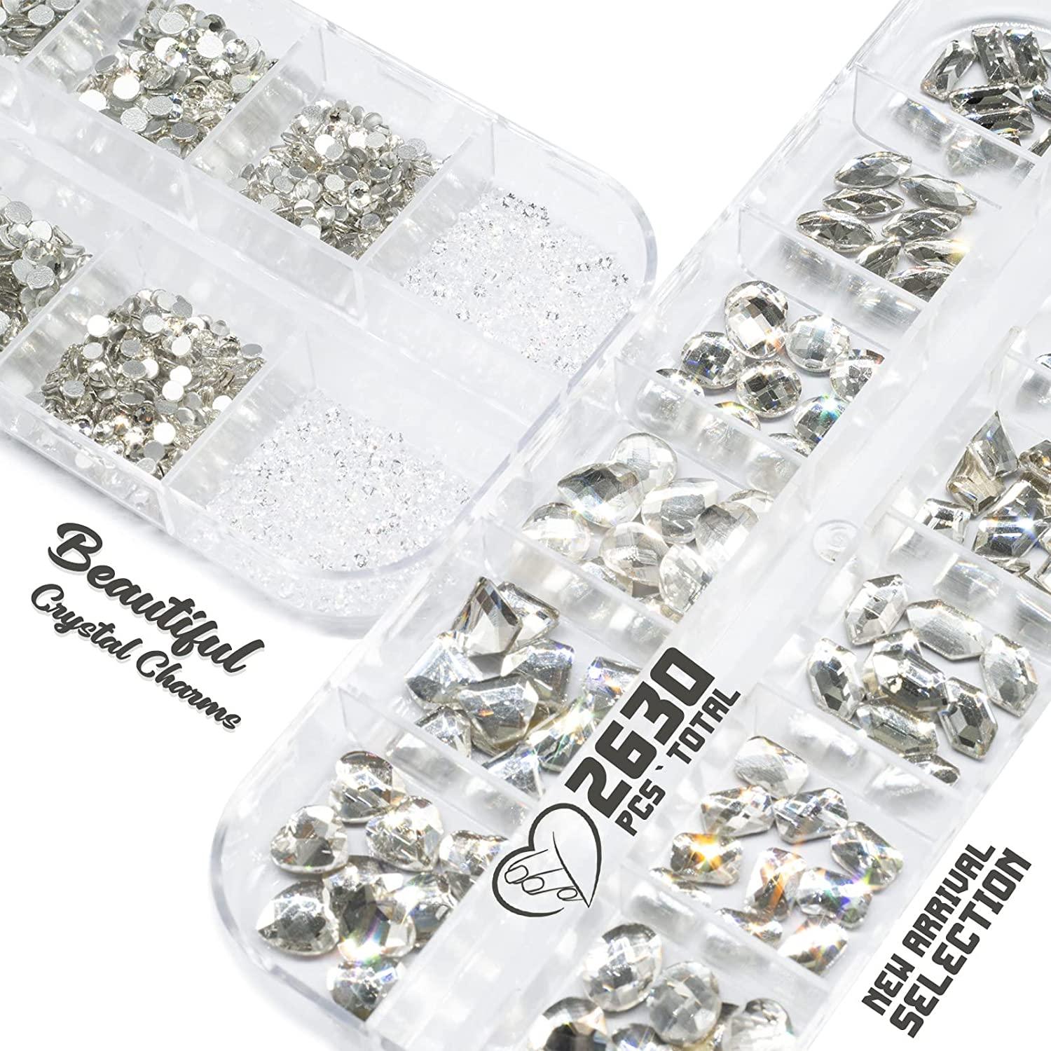 1000pcs Mix Multi-Shaped Nail Rhinestones Charms White AB Light Colors  Flatback Glitter Diamonds Jewelry Nail Art Gems Decor #U8 - AliExpress