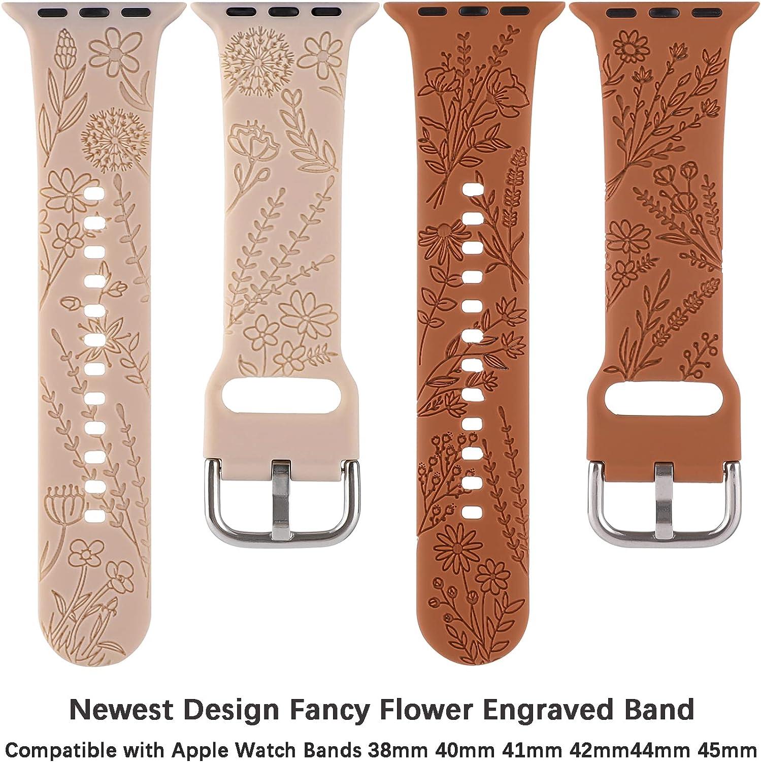 Stylish Silicone Apple Watch Band SE 40mm/38mm - Narrow Replacement Strap  for Women & Men - Fadeless Print Pattern for iWatch 6/5/4/3/2/1 - Brown