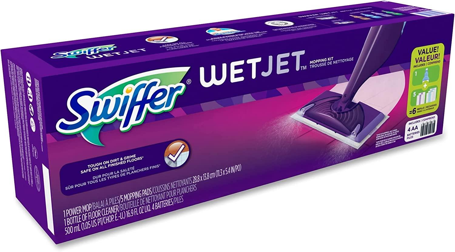 Swiffer Wetjet Wood Floor Spray Mop Starter Kit with 5 Pads