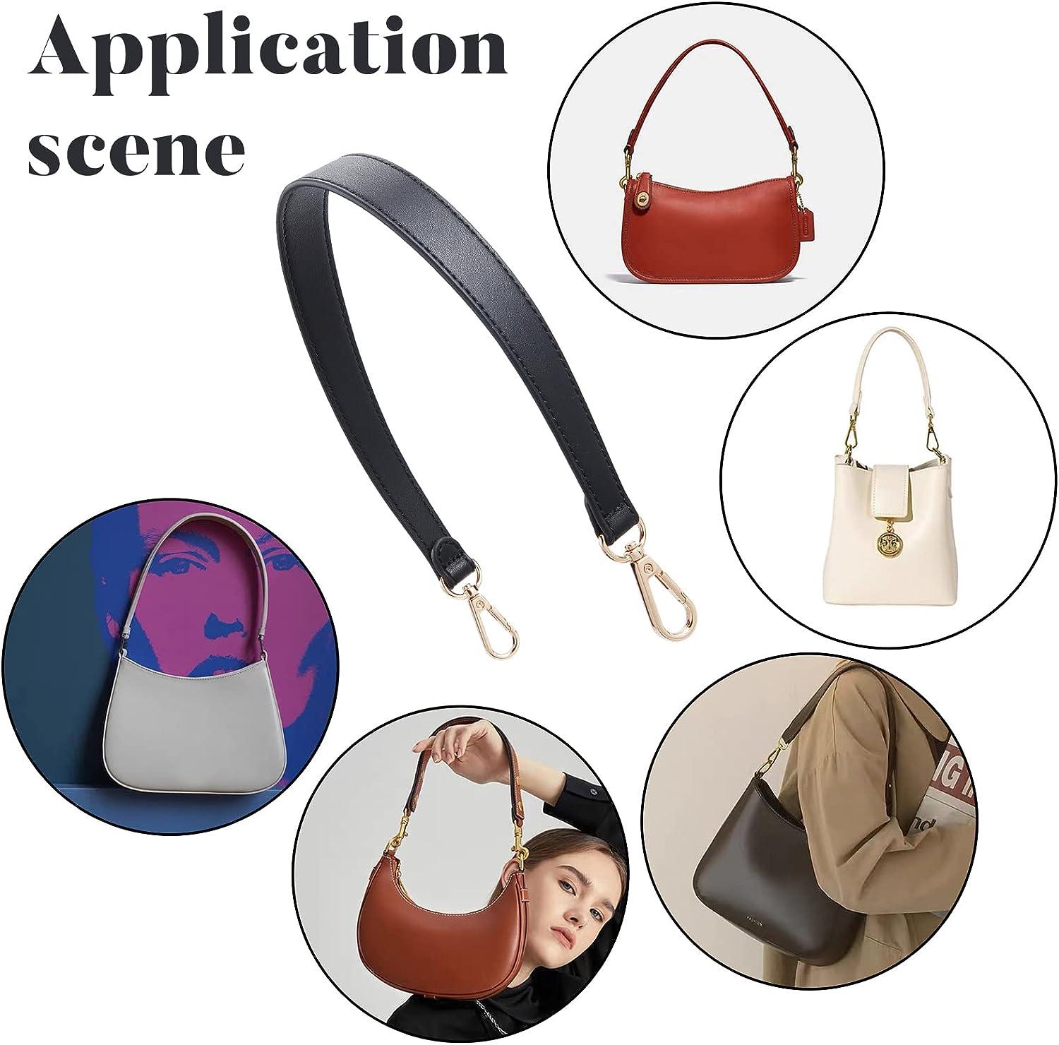 2pcs Solid Color Pu Leather Replacement Shoulder Straps For Bags