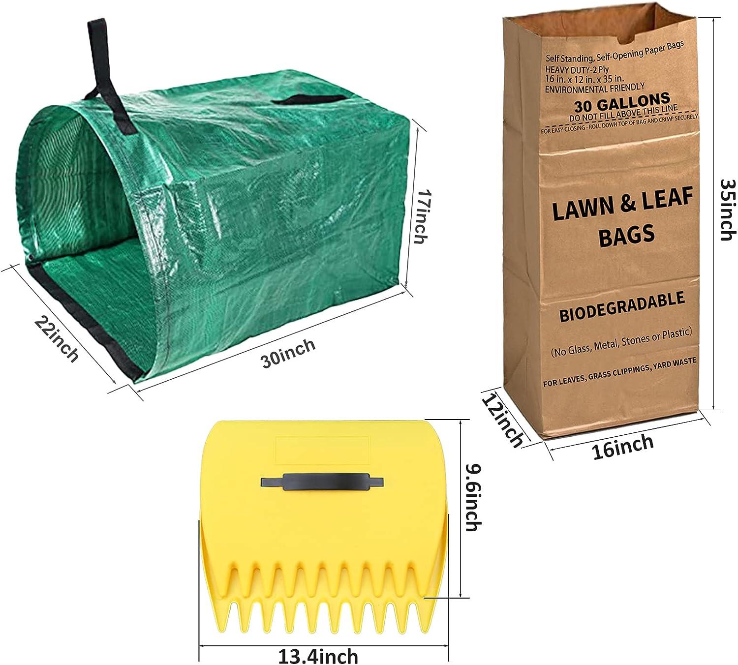 10 Count 30 Gallon Lawn and Leaf Bags with Leaf Scoops & 53 GAL Large Yard  Dustpan-Type Garden Bag, 2-Ply Heavy Duty Kraft Paper Bags, Tear Resistant Yard  Waste Bag for Grass