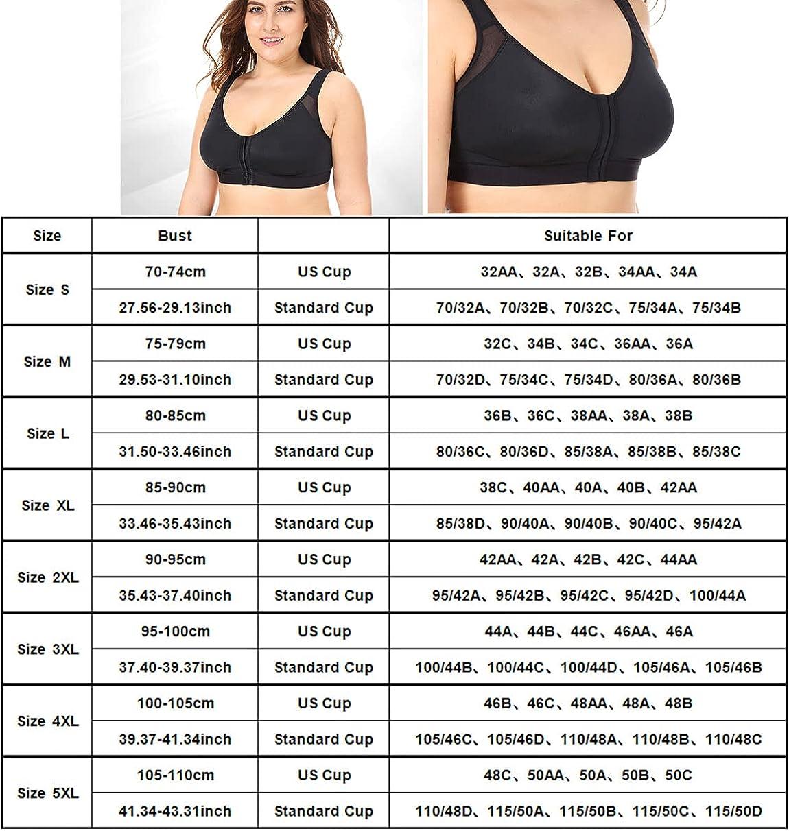 Front Closure Bra for Women Plus Size Breast Back Support Posture
