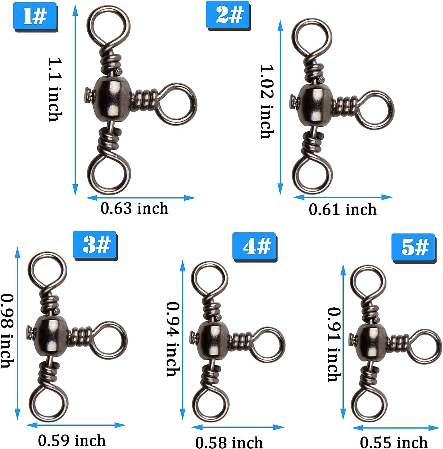 AGOOL 3 Way Fishing Swivels - 50/100pcs Crossline Barrel Fishing Swivel  T-Shape Swivel Copper with Stainless Steel High Strength T-Turn Fishing  Line Connector for Saltwater Freshwater Fishing 50pcs 12#_31lb