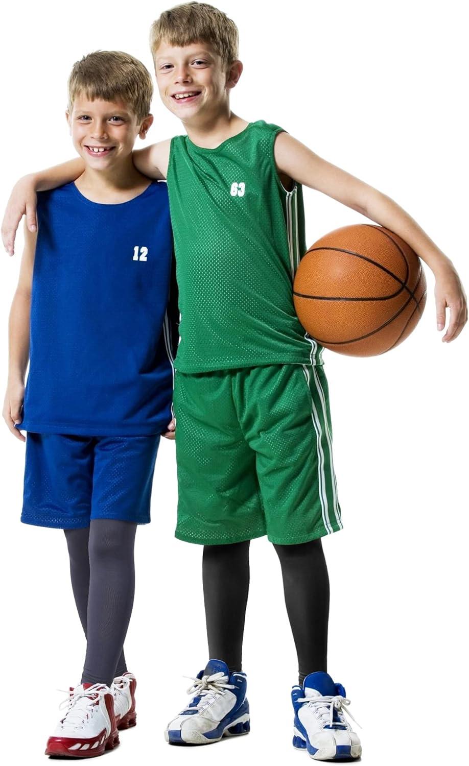 Roadbox Boys Compression Pants 2 Pack - One Leg 3/4 Tights or Thermal Base  Layer Leggings for Basketball Football Running