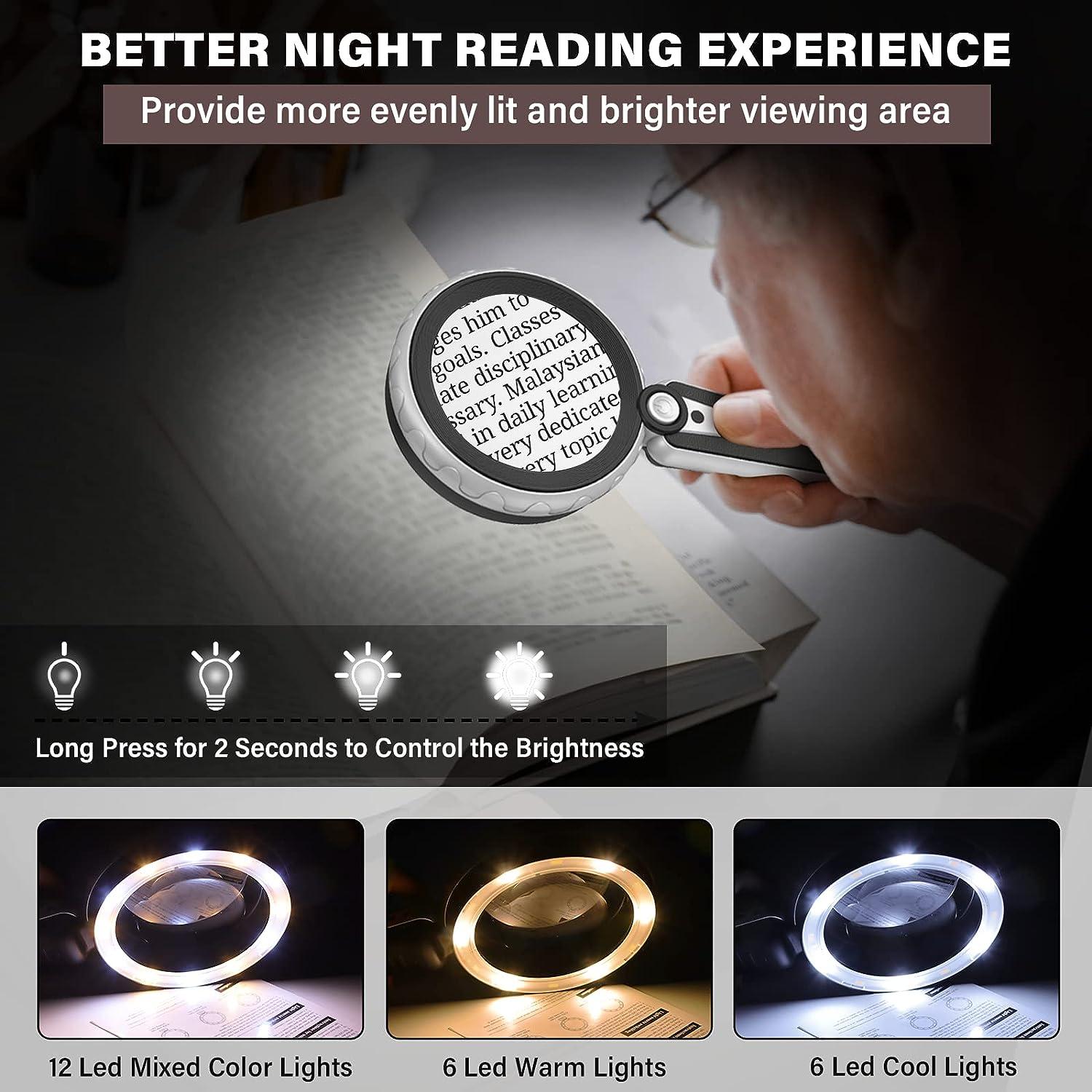 5X/10X Handheld Magnifier with LED Light and Stand USB Powered Illuminated Magnifying  Glass for Electronics