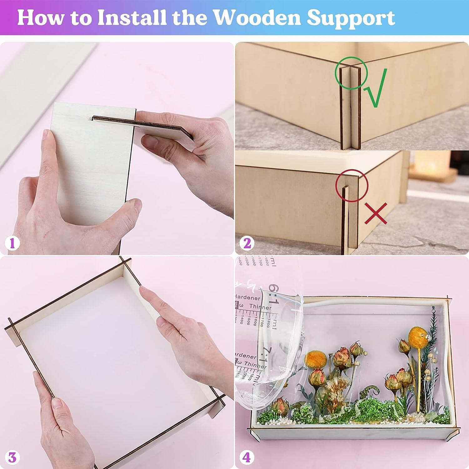 LET'S RESIN Rectangle Silicone Resin Molds, 3pcs Large Resin Molds w/Wooden  Support, Deep Epoxy Resin Molds for Flowers Preservation, Insect Specimen