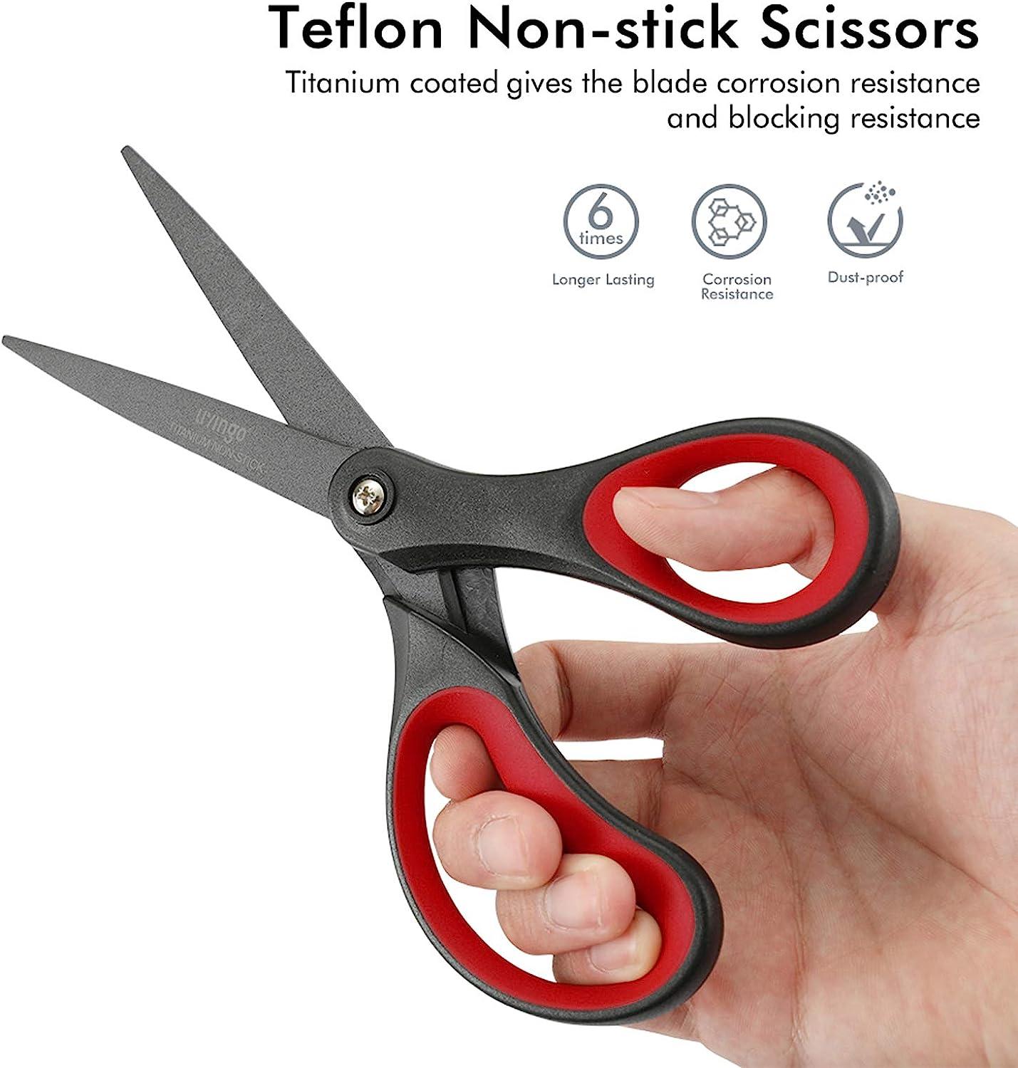  SLEMOON 6 Pack 8 Teflon Non-Stick Scissors Soft Handle,  Professional Stainless Steel Comfort Grip, All-Purpose, Straight Office  Craft Scissors for DIY : Arts, Crafts & Sewing