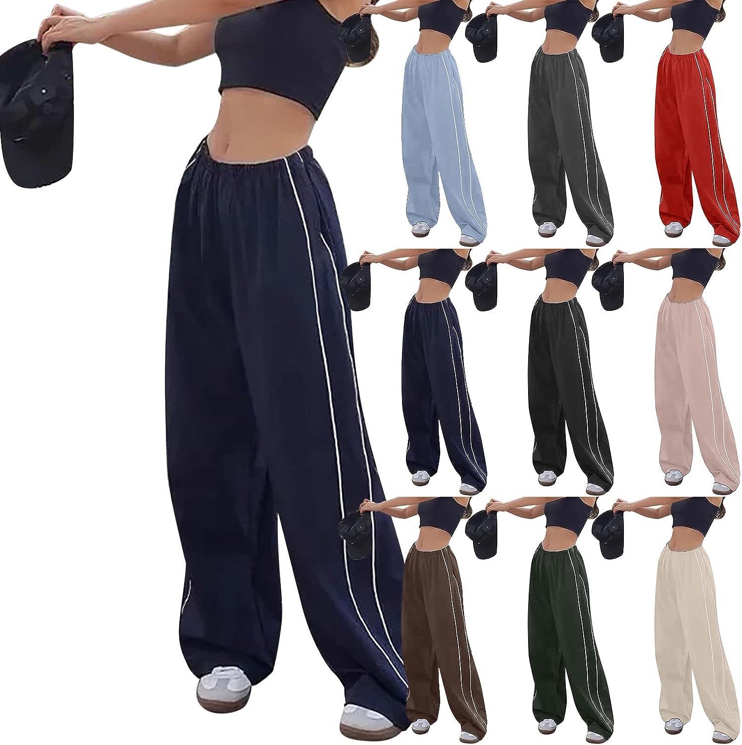 Cargo Pants Women Wide Leg Parachute Baggy Elastic Pants Fashion Y2K Teen Girls  Pants Low Waisted Relaxed Fit Pants