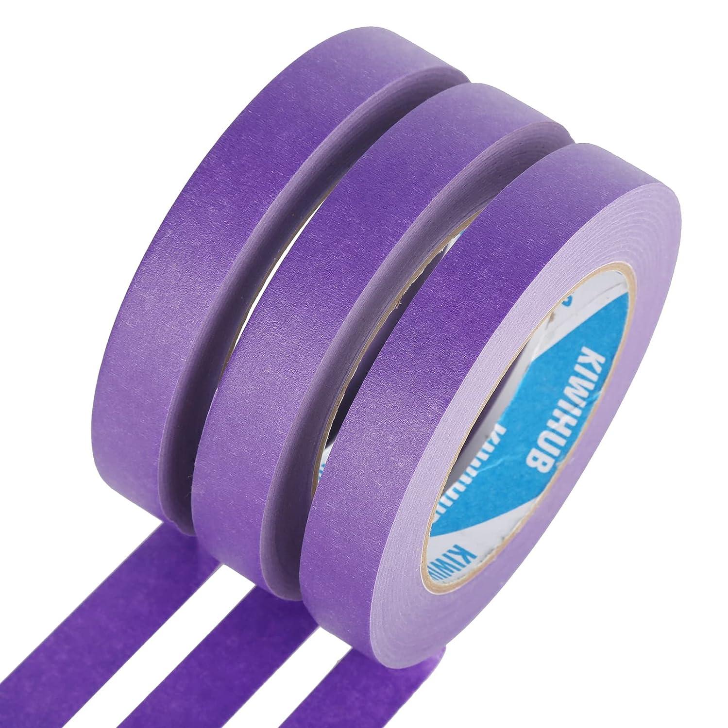 KIWIHUB Purple Painters Tape 0.7 x 60 Yards x 3 Rolls (180 Yards Total) -  Medium Adhesive Masking Tape for Painting Labeling DIY Crafting Decoration  and School Projects 0.7 60 yards Purple