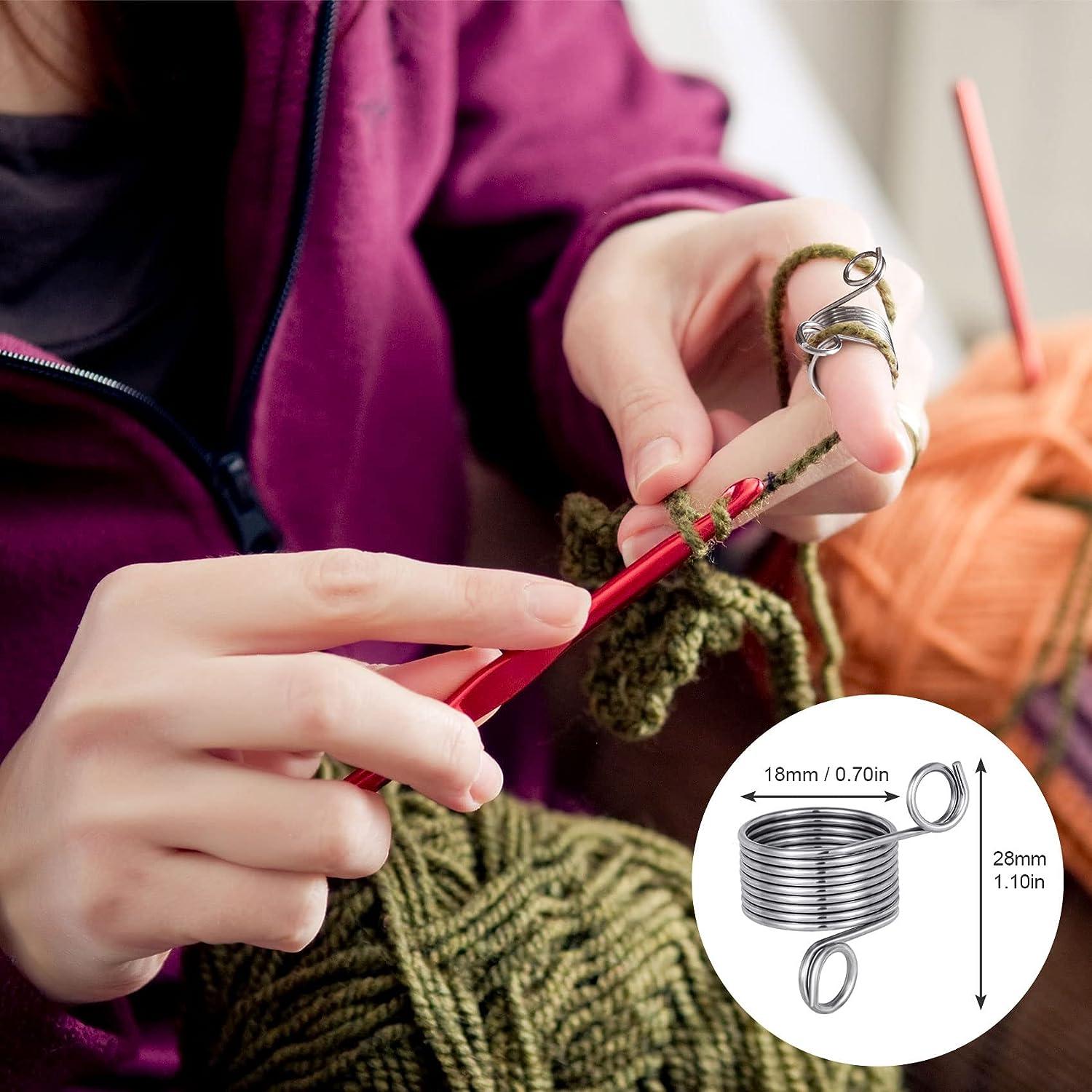1/2Pcs Adjustable Crochet Finger Ring Tension Ring Open Yarn Guide