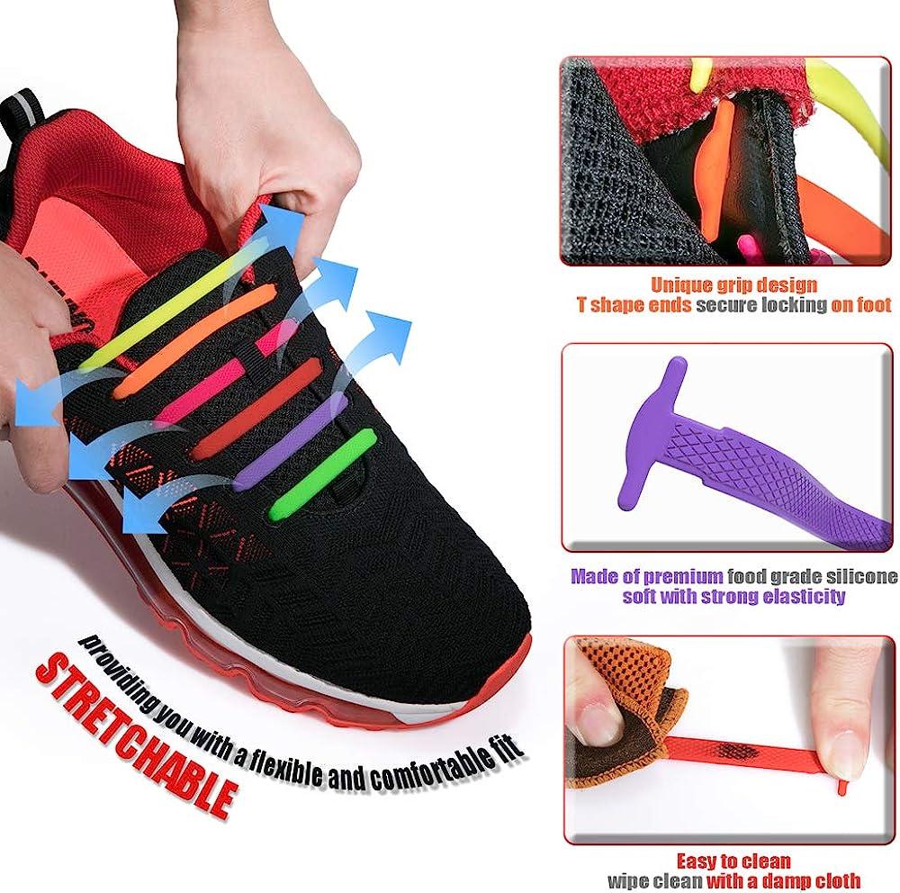 HOMAR No Tie Shoelaces for Kids and Adults Stretch Silicone Elastic No Tie  Shoe Laces