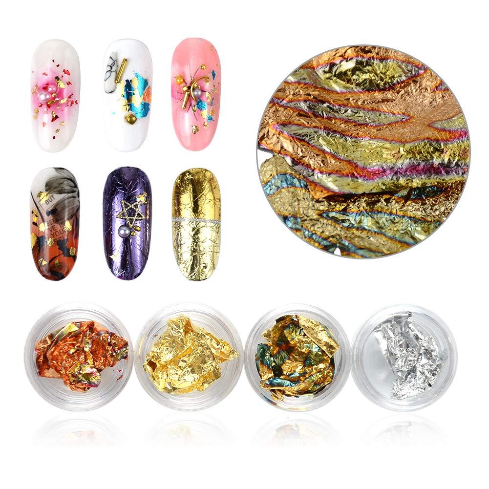 SEWACC 6 Nail Decorations for Nail Art Resin Crafts Gold Foil Flakes Foil  for Nails Art Design Nail Foil Flakes Glitter Flakes Nail Flakes Rose Gold