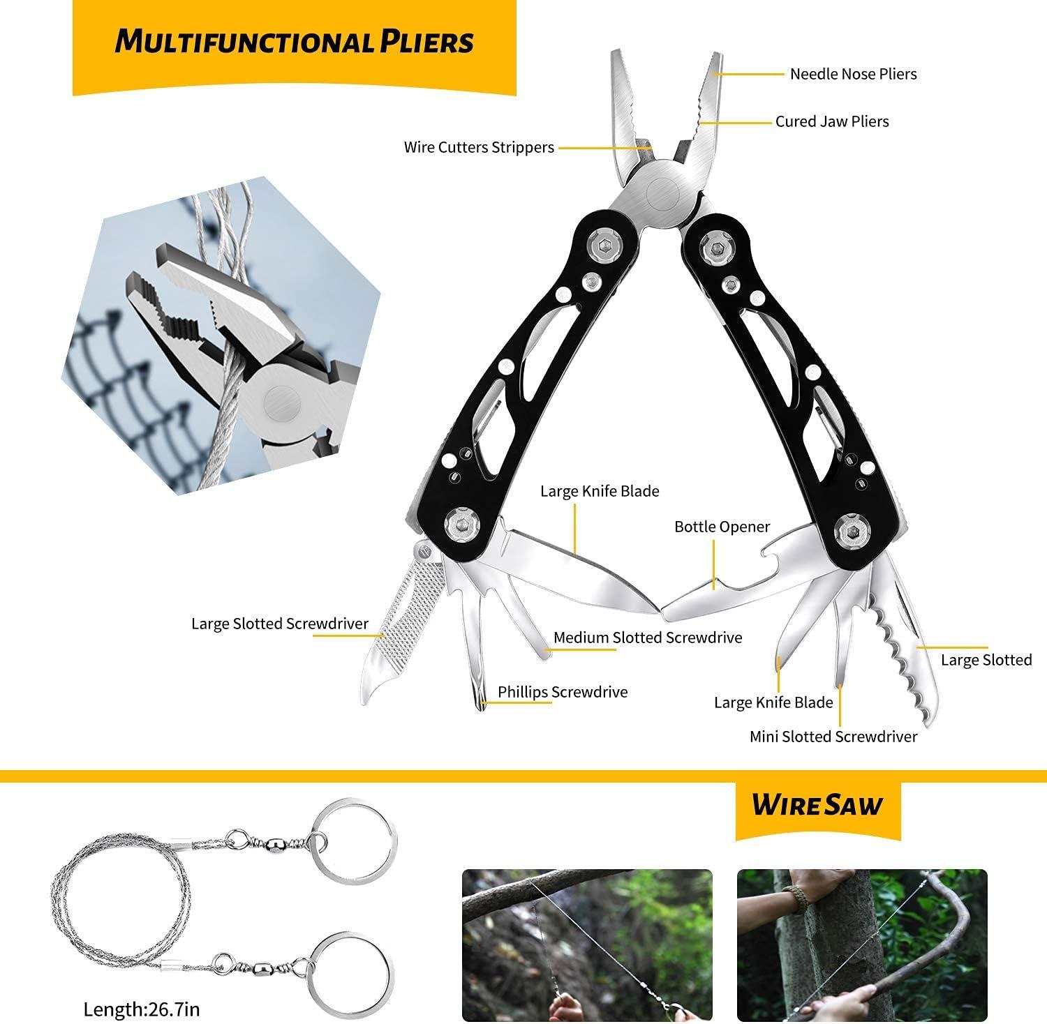 ANTARCTICA Gift for Men EDC Gear, Emergency Survival Gear Kits 60 in 1,  Outdoor Survival Tool with Bracelet Whistle Flashlight Pliers Pen Wire Saw  for Camping, Hiking, Climbing,Car