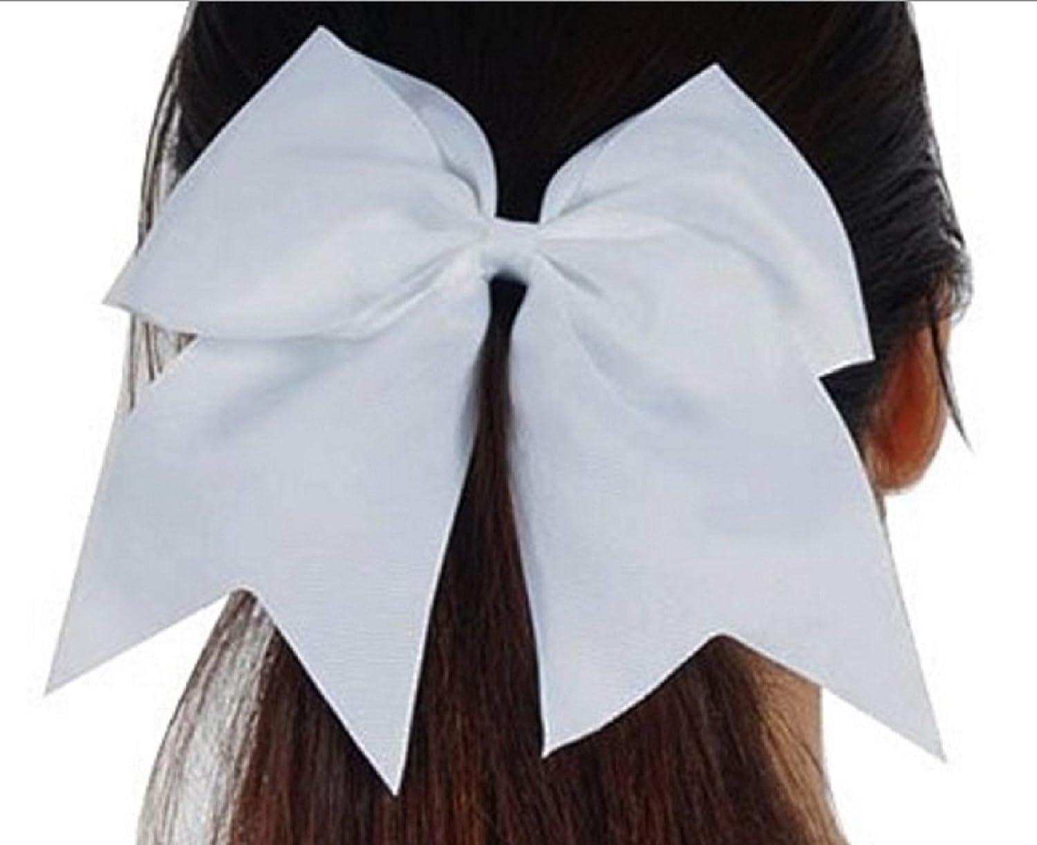 Glitter Cheer Bows - Cheerleading Softball Gifts for Girls and Women Team  Bow with Ponytail Holder Complete your Cheerleader Outfit Uniform Strong  Hair Ties Bands Elastics by (1) (Silver) 