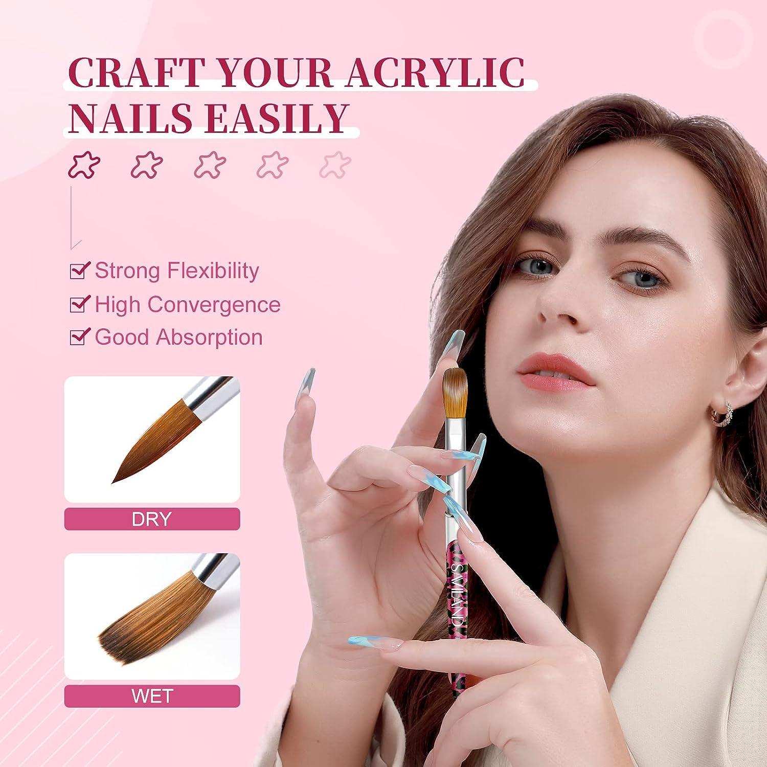 Kolinsky Acrylic Nail Brush Set, 4PCS Acrylic Nail Brushes for Acrylic  Applicati
