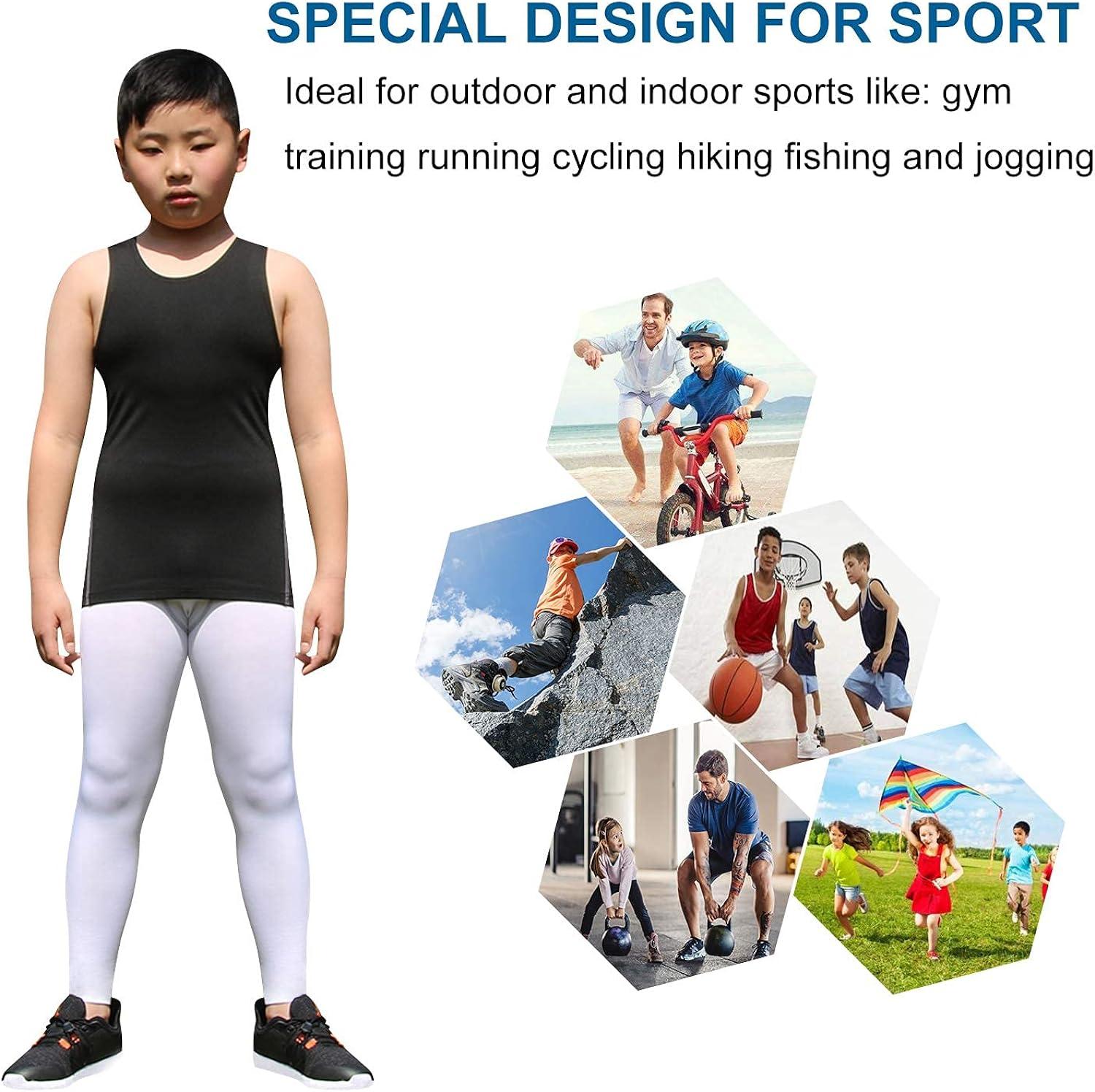 Youth Boys Girls Compression Tank Tops Athletic Sleeveless Shirt  Undershirts Workout Base Layer Vest 3 Pack-black*3 7