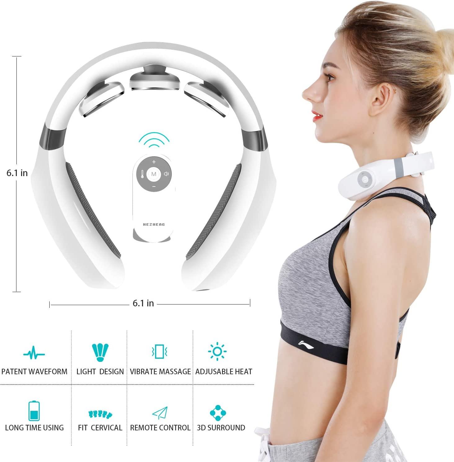 Remote Control 3d Pulse Neck Massager Hot Compress Cervical