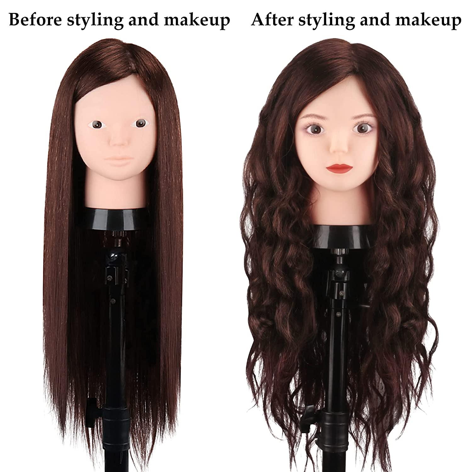 Beauty Star Mannequin Head with 80% Real Human Hair, Doll Head for Hair  Styling, Cosmetology Training Manikin Practice Head with Clamp Stand and