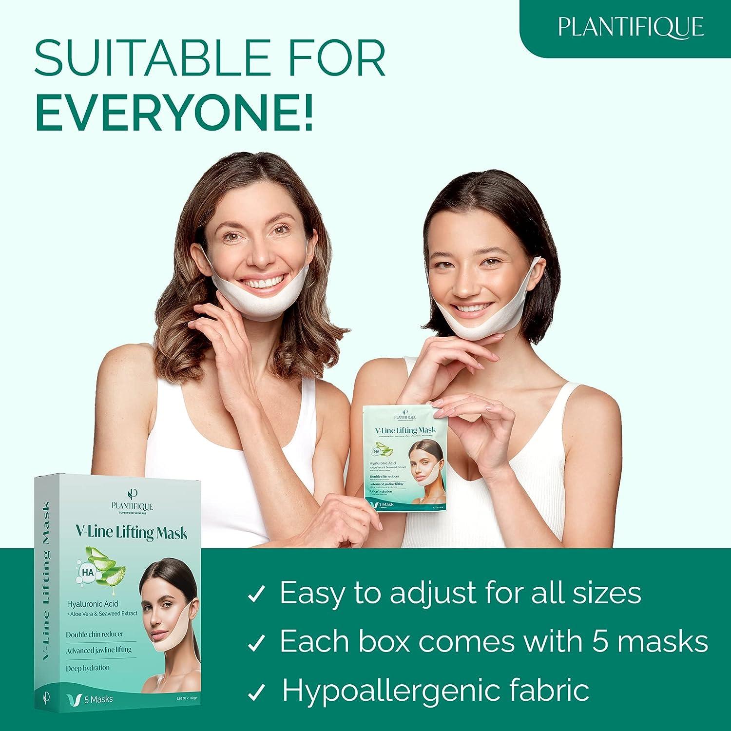 PLANTIFIQUE V-Line Lifting Face Mask - 5 PCS V Shape Face Lift Tape Mask  for Skin Firming and Tightening - Double Chin Reducer Jawline Sculptor for  Women & Men - Anti-Aging, Contouring