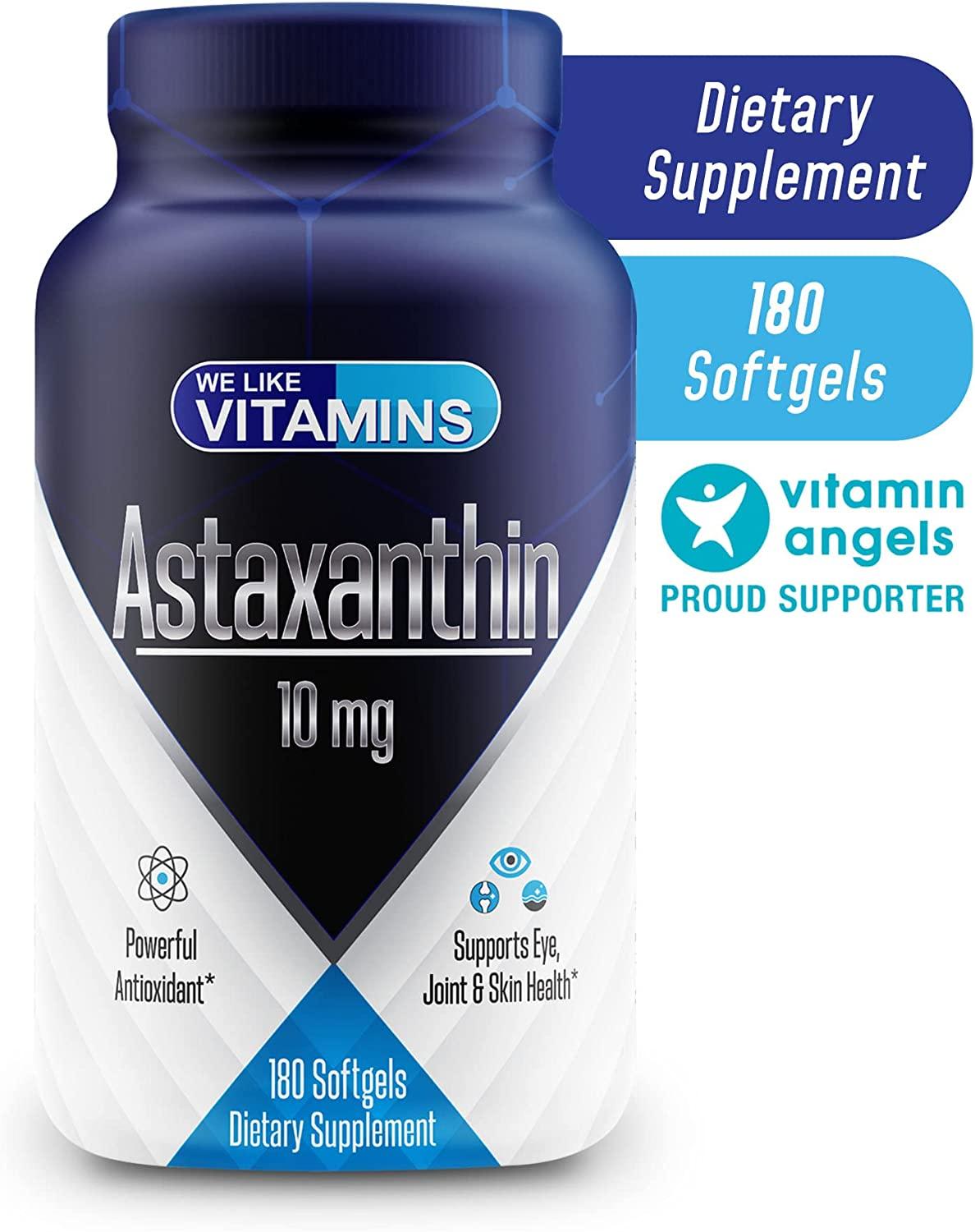 Astaxanthin 10mg Softgel 180 Soft Gels Astaxanthin Supplement 6 Month Supply Antioxidant 