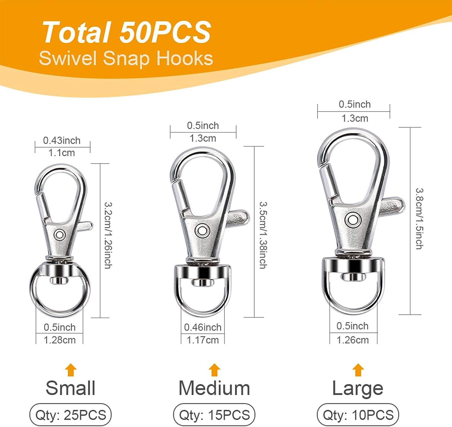 Segauin 100 Pcs Premium Swivel Snap Hooks with Key Rings,Metal Lanyard Keychain Hooks Lobster Clasps for Key Jewelry DIY Crafts 1.25inch/32mm(50 Pcs