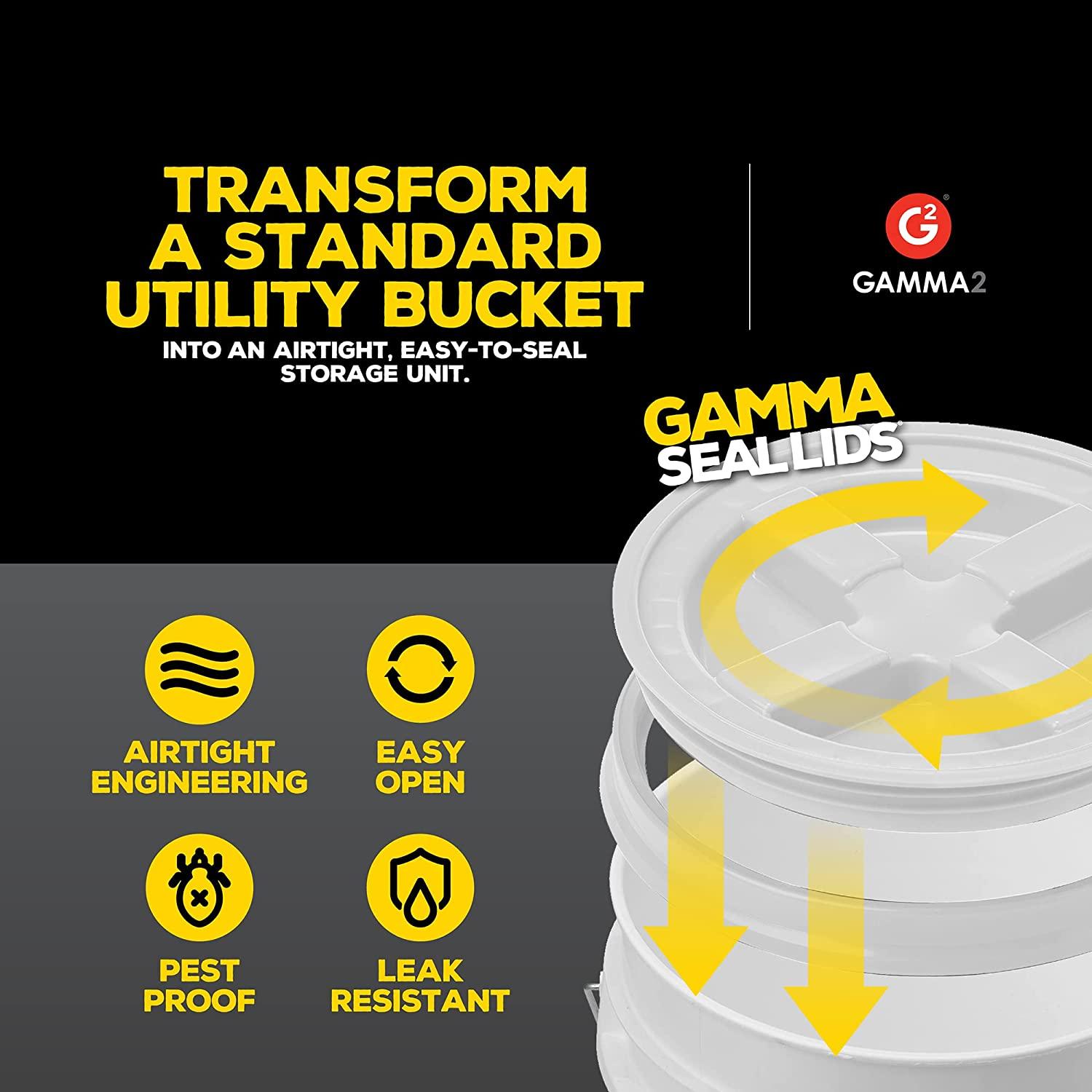 GAMMA2 Gamma Seal Lid - Pet Food Storage Container Lids - Fits 3.5, 5, 6, &  7 Gallon