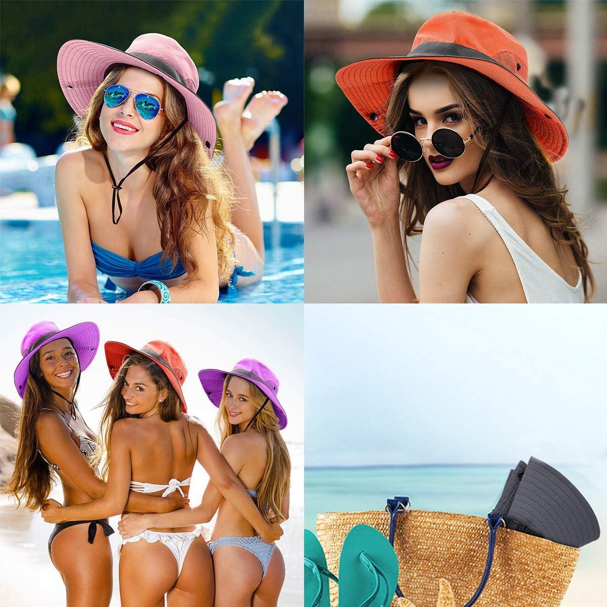 Sun Hats for Women Beach Hat Ponytail Hat Womens Sun Hat with UV Protection  Wide Brim Grey