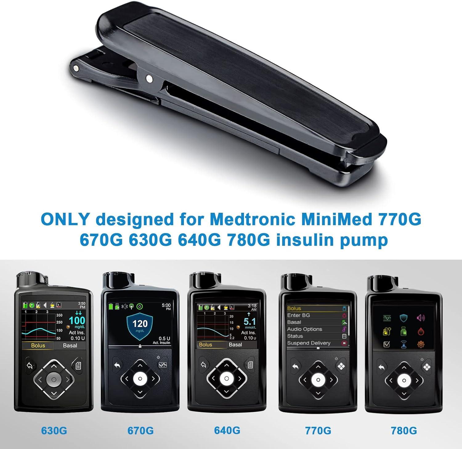 iGuerburn 2-Pack Belt Clip for Medtronic MiniMed 770G 670G 780G 630G 640G  Insulin Pumps (Black) Black (2pcs)