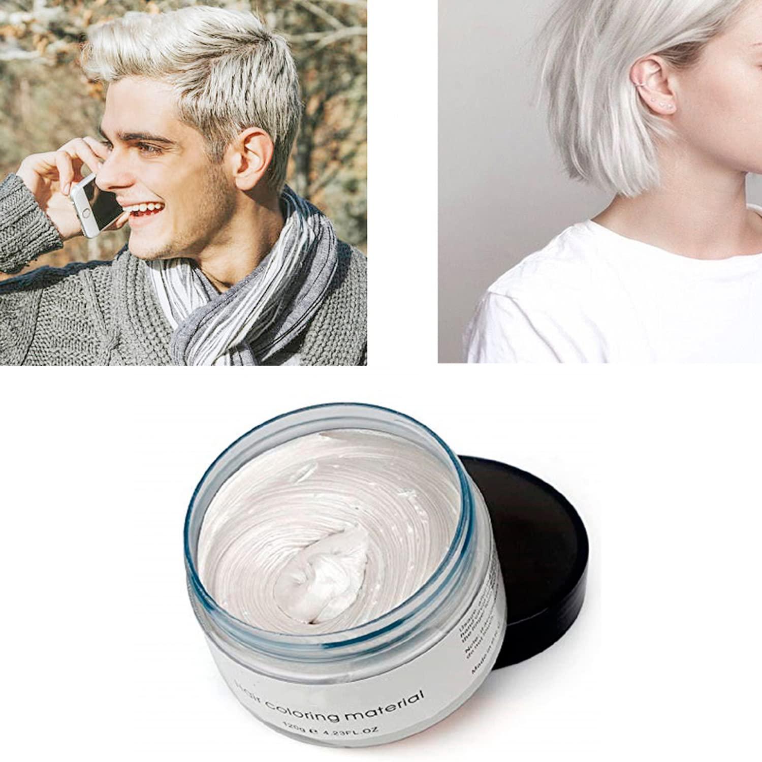 Temporary Hair Wax Colour, White Hair Dye, White Hair Wax Hair Styl