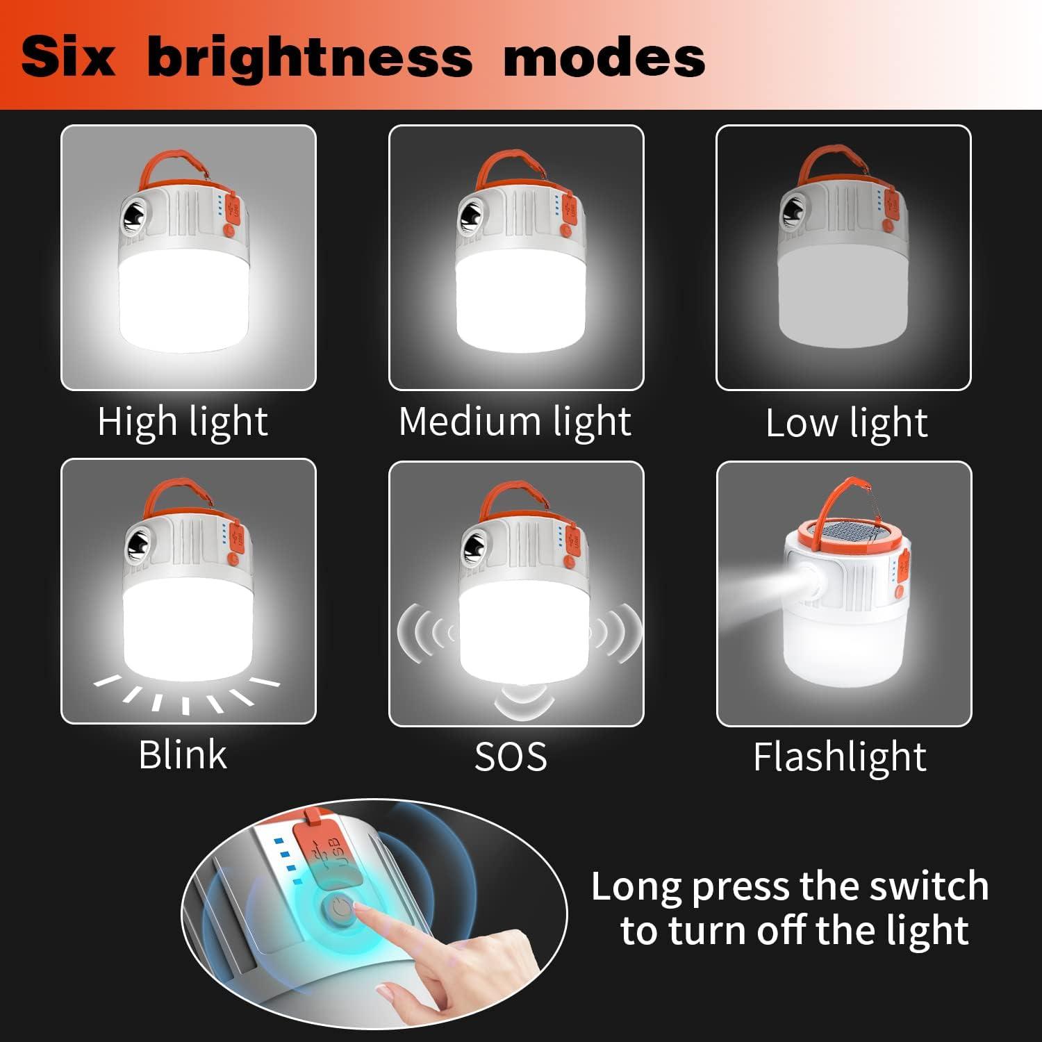 Camping Flashlight Lantern Waterproof. 6000 mAh Rechargeable