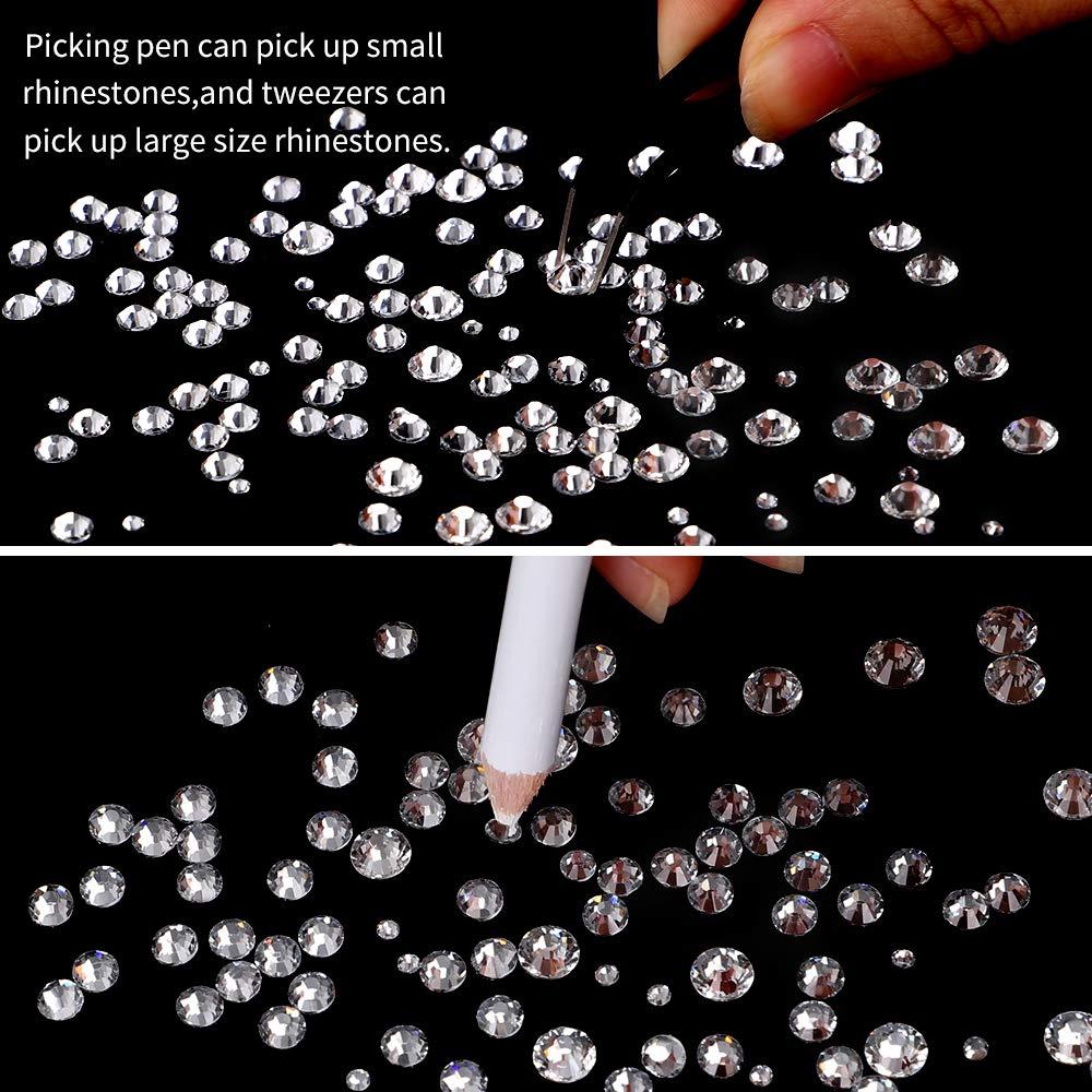 OUTUXED 5040pcs Clear Rhinestones for Crafts Flatback White Nail Rhinestone  Gems Craft Glass Diamonds Stones with Tweezers and Picking Rhinestones Pen  SS6-SS20 Crystal A-Crystal Clear