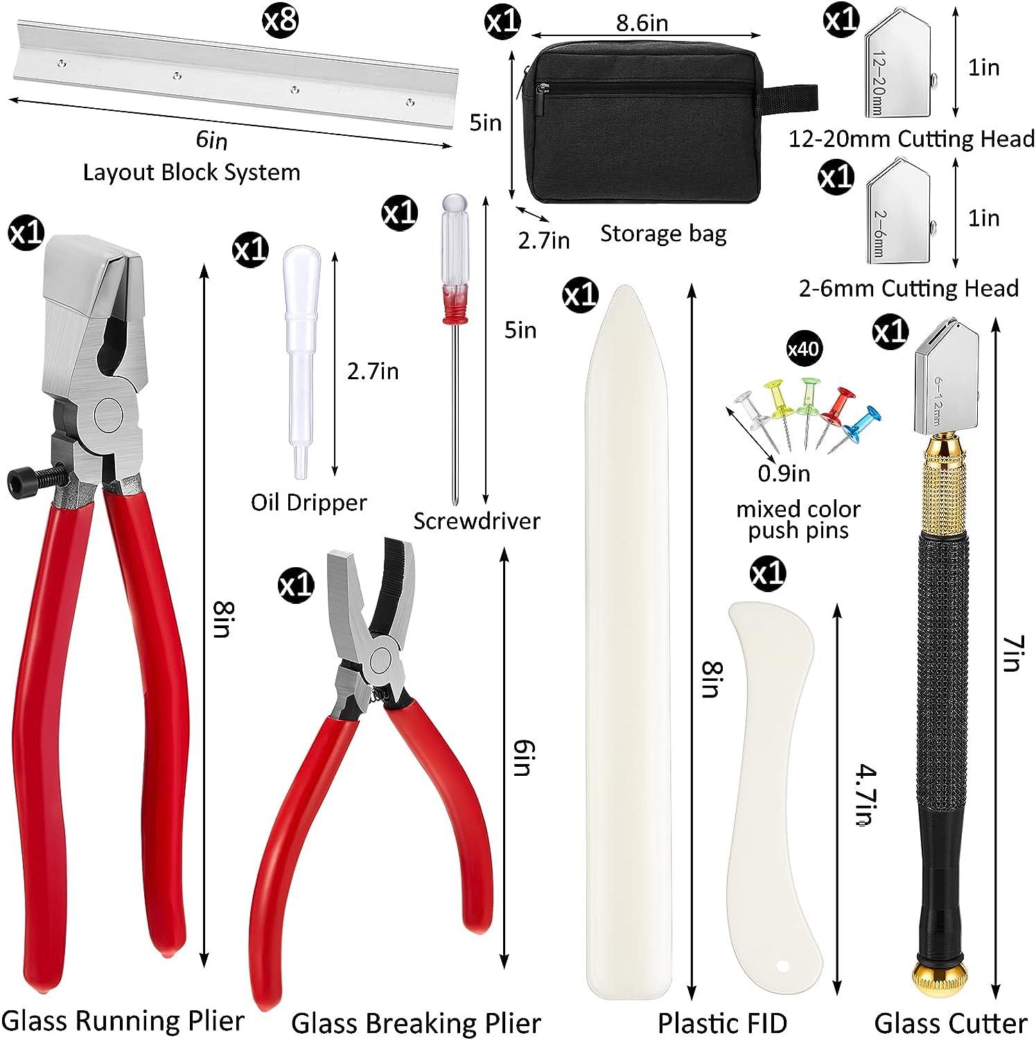 Glass Cutter Kits Stained Glass Supplies with Heavy Duty Glass Running  Pliers and Pencil Glass Cutter Tool 