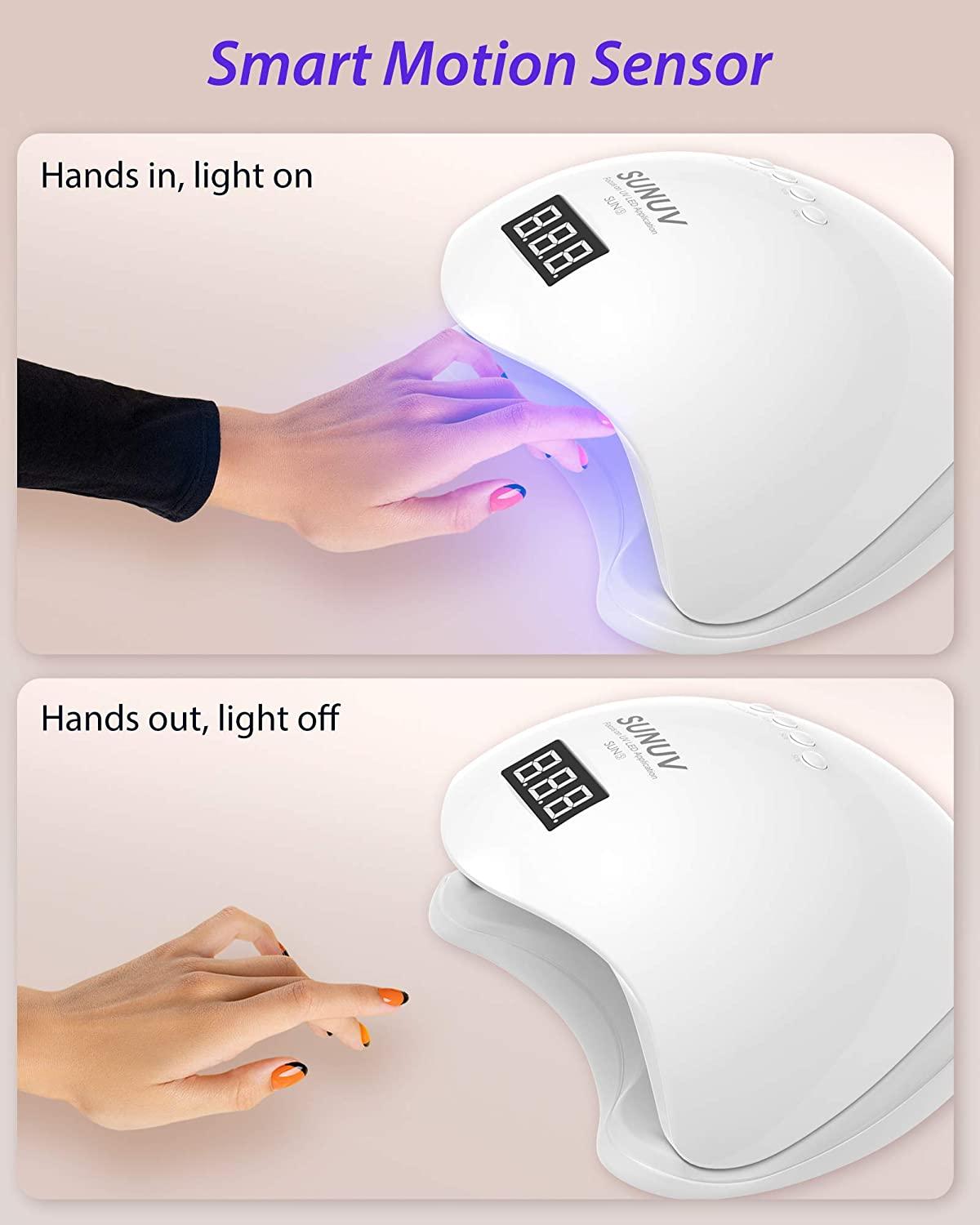  UV LED Nail Lamp, SUNUV Gel Nail Light for Nail Polish 48W UV  Dryer with 3 Timers SUNone : Beauty & Personal Care