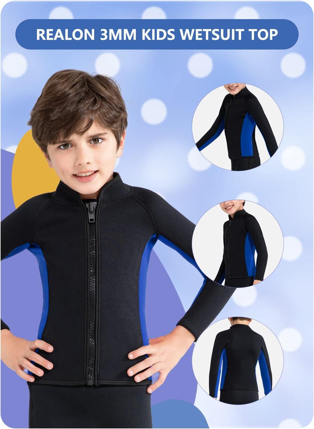 Realon Kids Wetsuit 3mm Premium Neoprene Youth for Girls and Boys