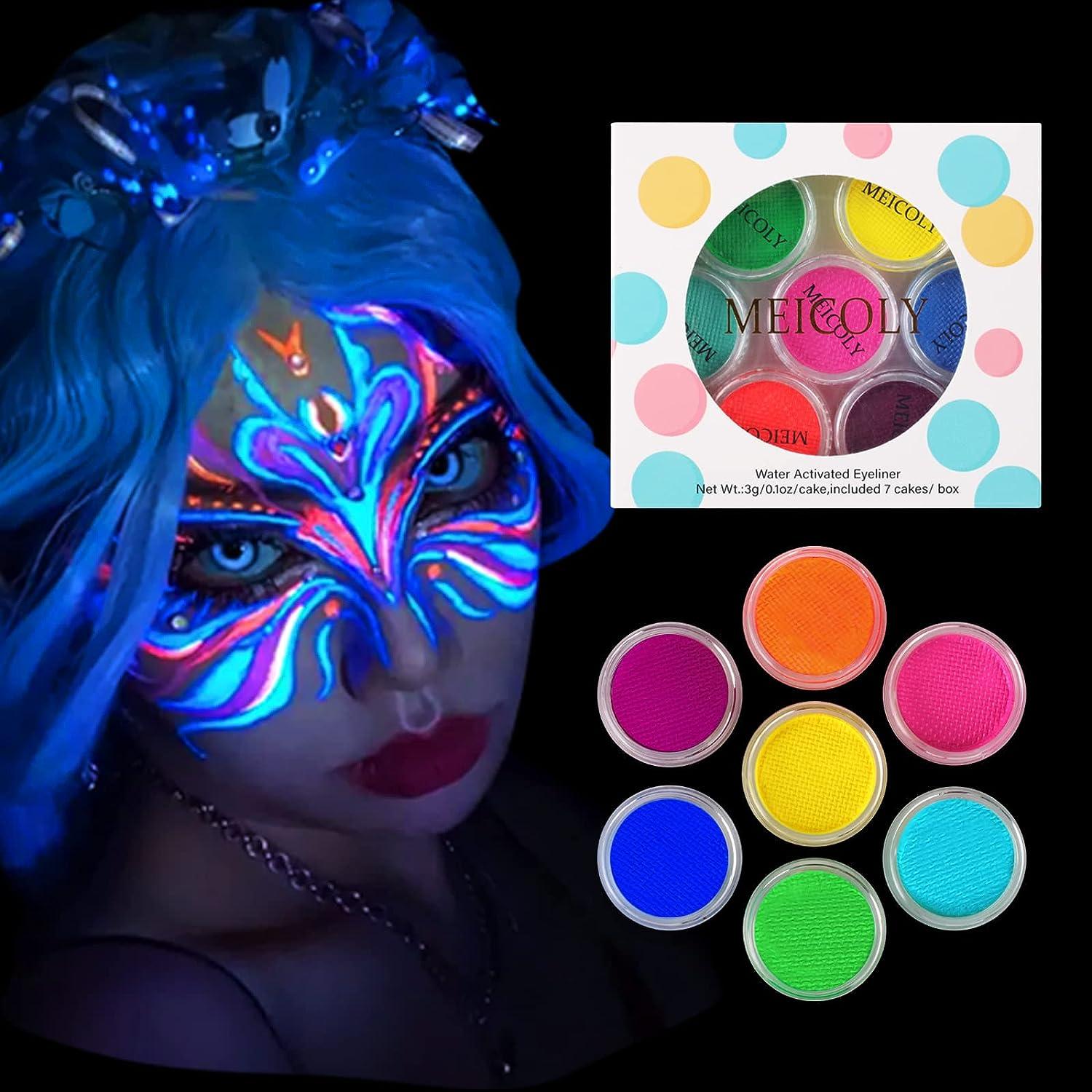 Multicolor Water Activated Eyeliner Private Label Matte Fluorescent UV  Light DIY Face Paint Glow In The Dark Party Halloween