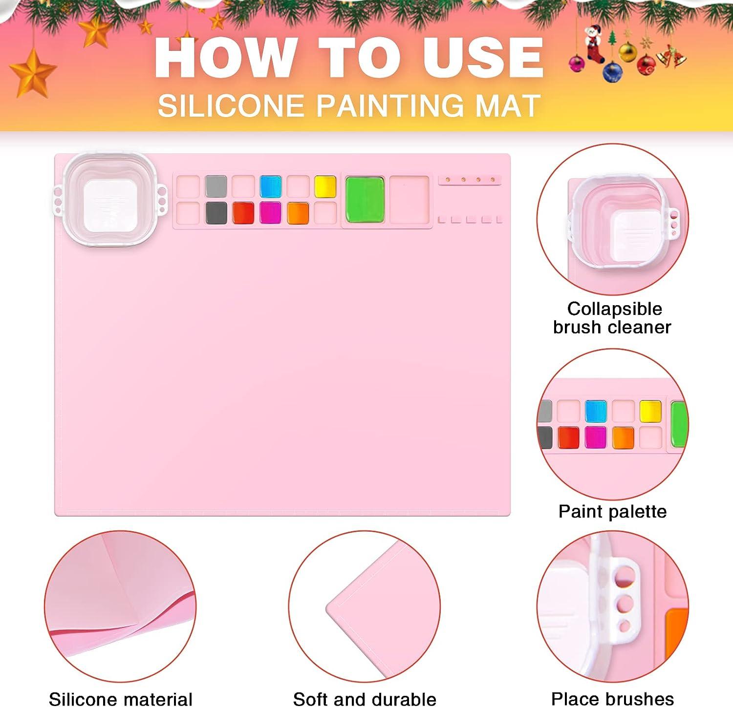 Silicone Craft Mat Painting Mat With Cleaning Cup, Nonstick