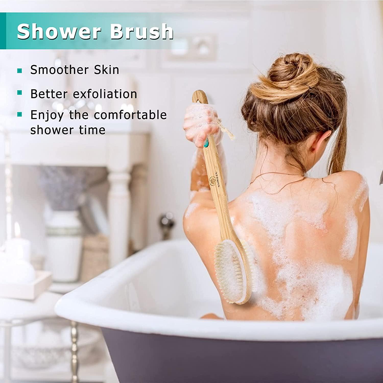 Long Handle Soft Bristle Bath Brush Dual Purpose Bath Shower Bathroom Back Scrubbing  Brush Back Cleaning