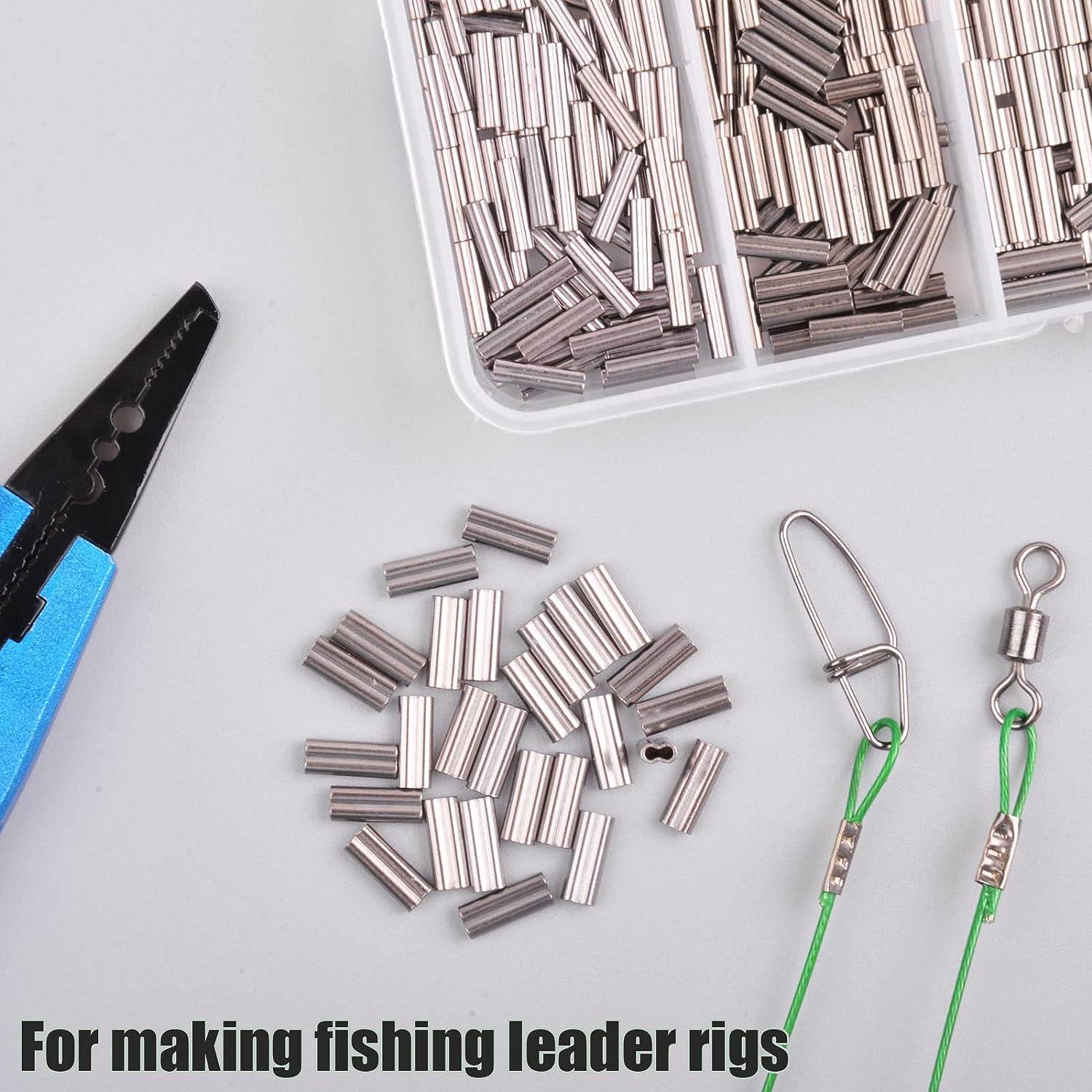 500pcs Fishing Crimp Sleeves Kit, Double Barrel Crimp Sleeves Brass Copper  Crimping Sleeve Tubes Fishing Line Connector Fishing Wire Leader Rigging  Tackle