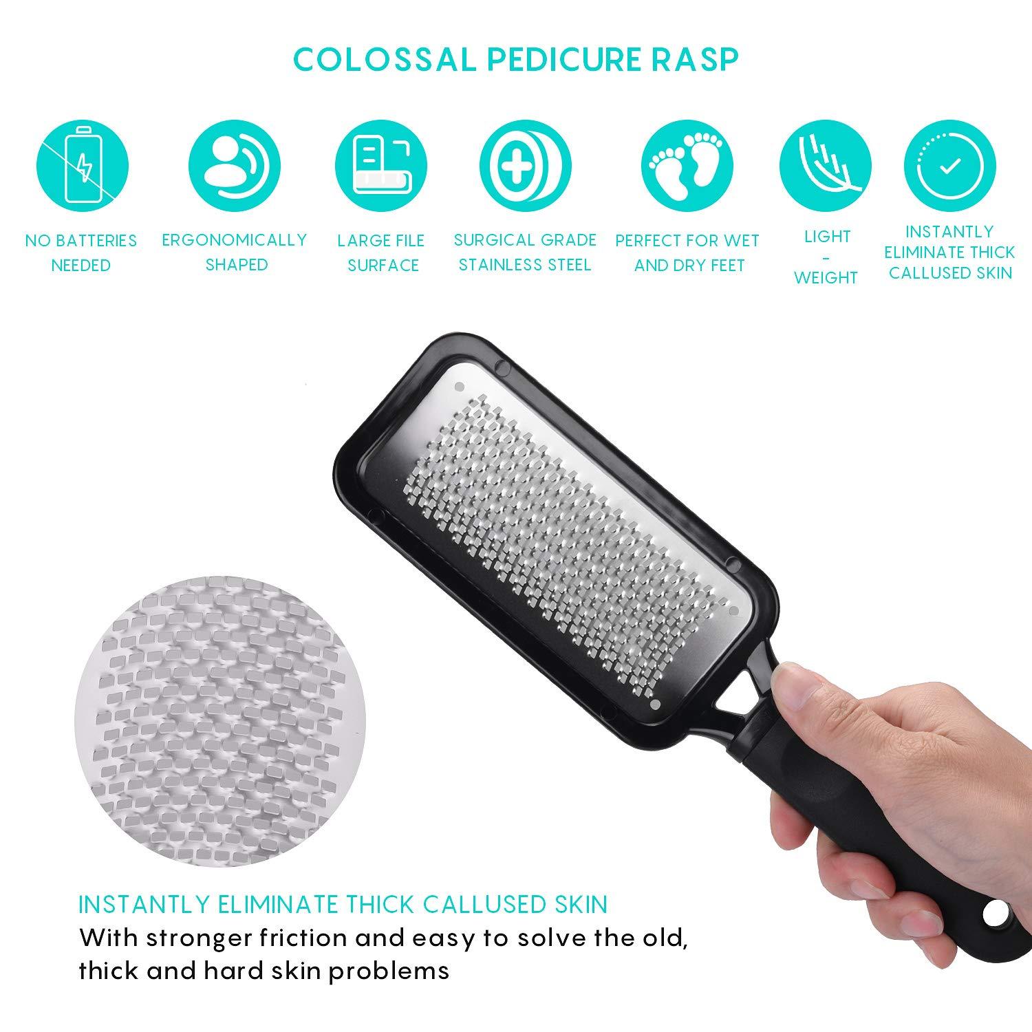  Rikans Colossal Foot File, Professional Foot Rasp Callus  Remover, Foot Care Pedicure Tool to Remove Hard Skin,Can Be Used on Wet or  Dry Skin, Surgical Grade Stainless Steel File (Foot