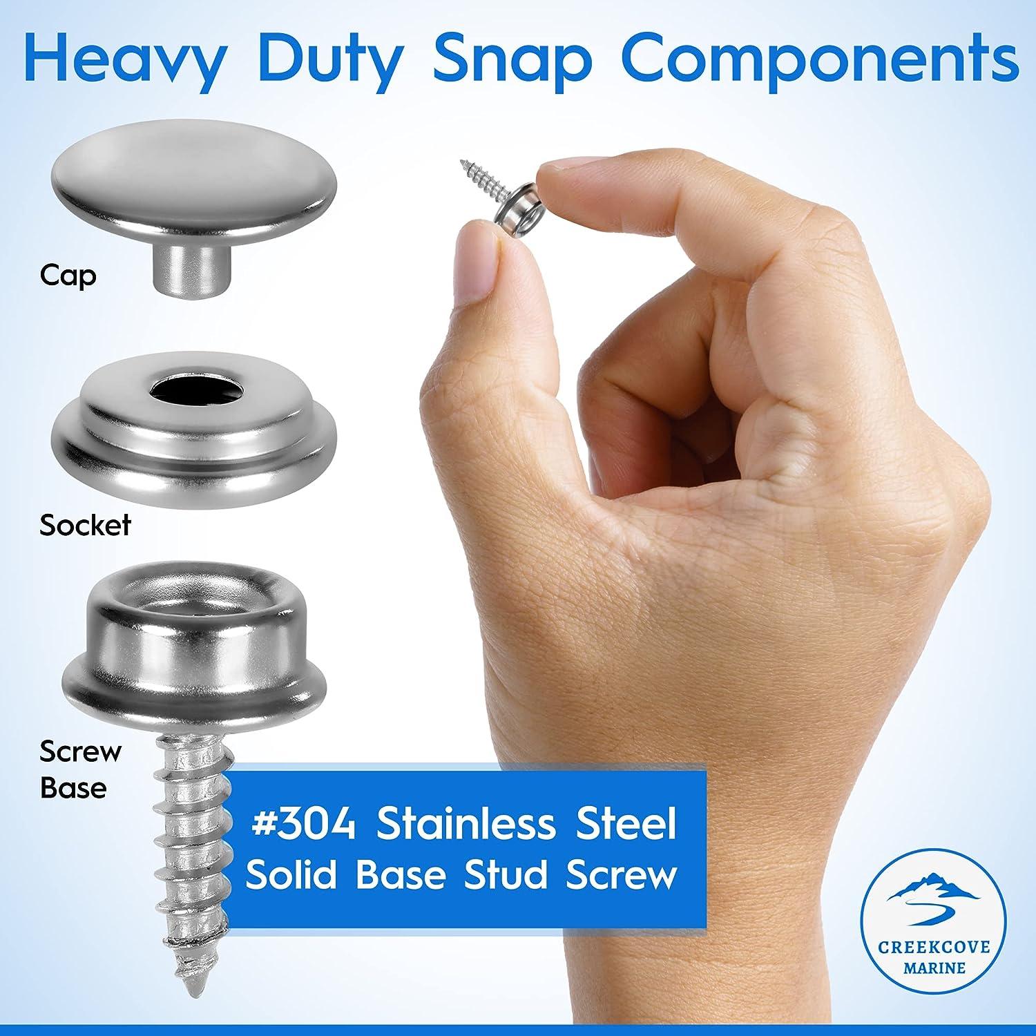 Canvas Snaps and Fasteners Stainless Steel Marine Snaps with Setting Tool  Marine Grade Screw Button Snap Kit for Boat Cover Cushion Upholstery