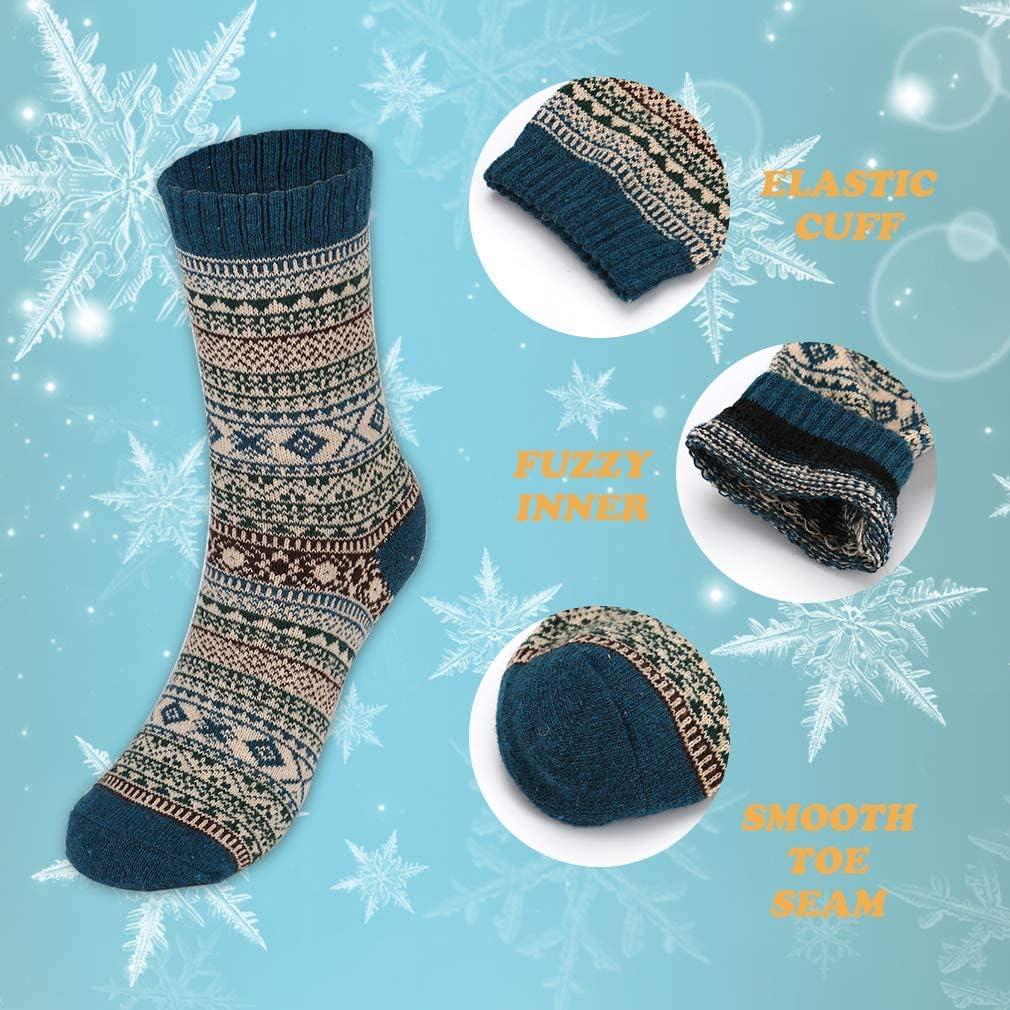  ADFOLF Mens Warm Wool Socks Thick Winter Thermal Stripe Wool  Crew Socks (Color_5) : ADFOLF: Ropa, Zapatos y Joyería