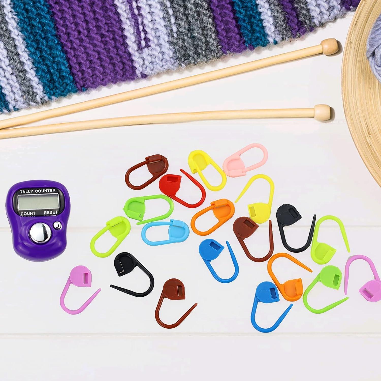 Row Counters Stitch Counters Crochet Knitting 2 Sizes of Sets Purple Stitch  Markers Count Keeper Flos Crafty Crochet 