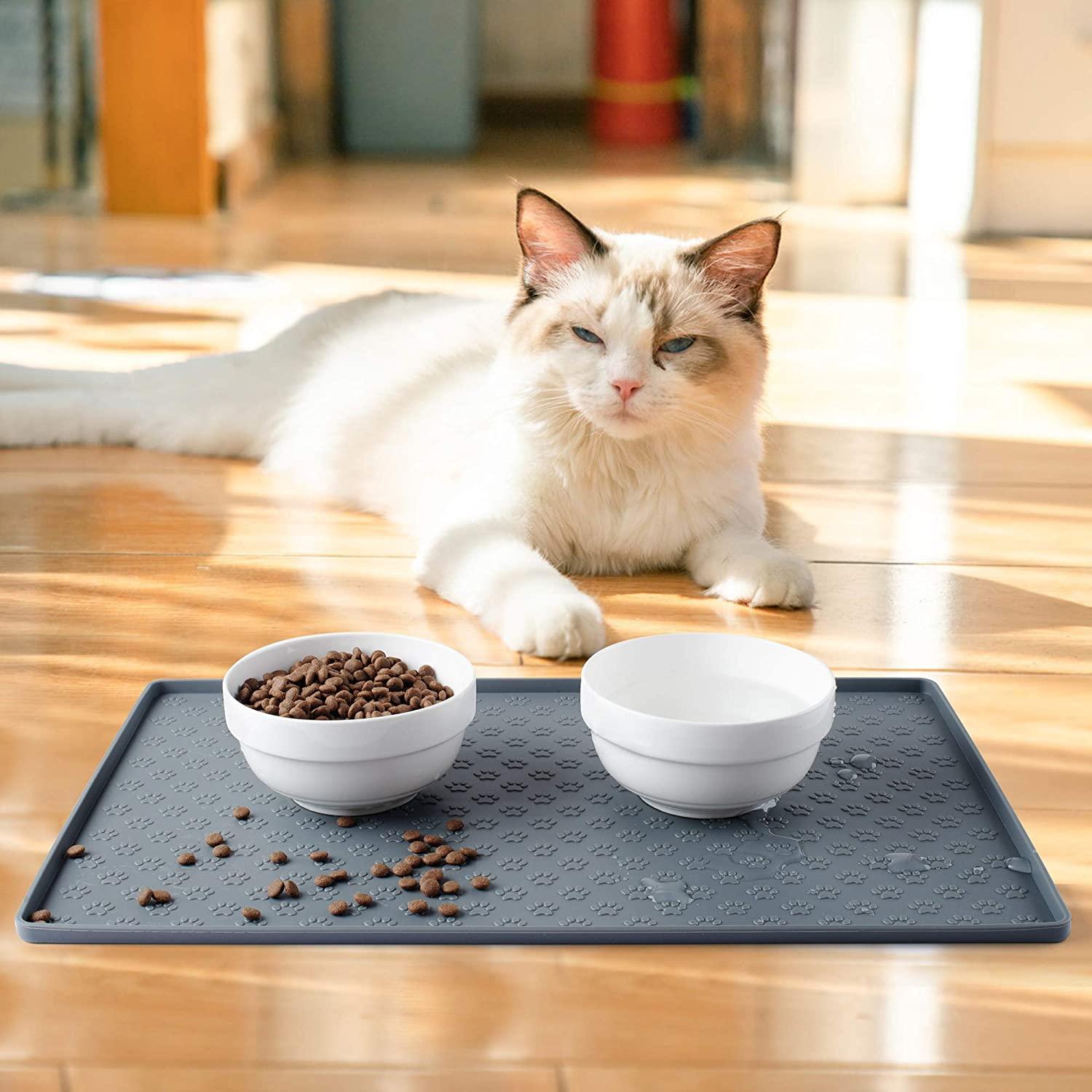 Silicone Mat, Dog Bowl Mat, Cat Food Mat, Dog Food and Water Mat to Protect  Floors, Waterproof Tray for Dog and Cat Feeding Station 