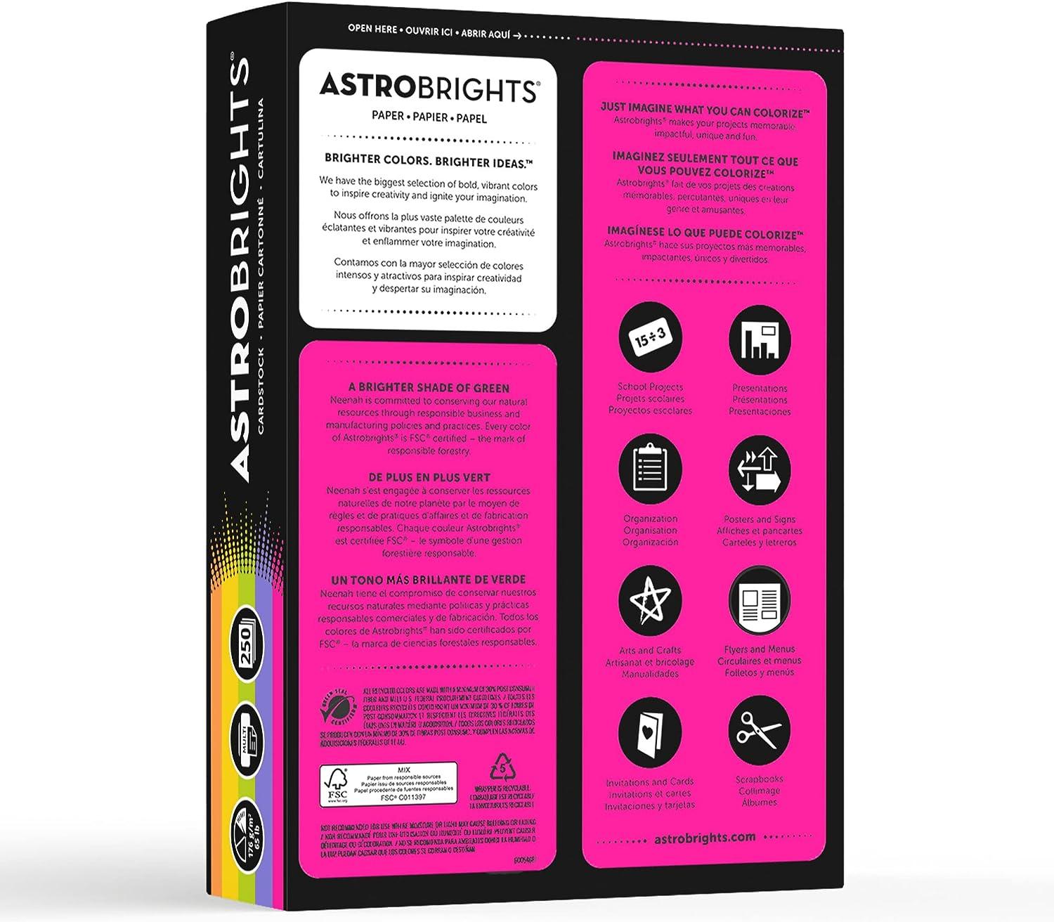 Astrobrights Colored Cardstock 8.5 x 11 65 lb. Happy Assortment